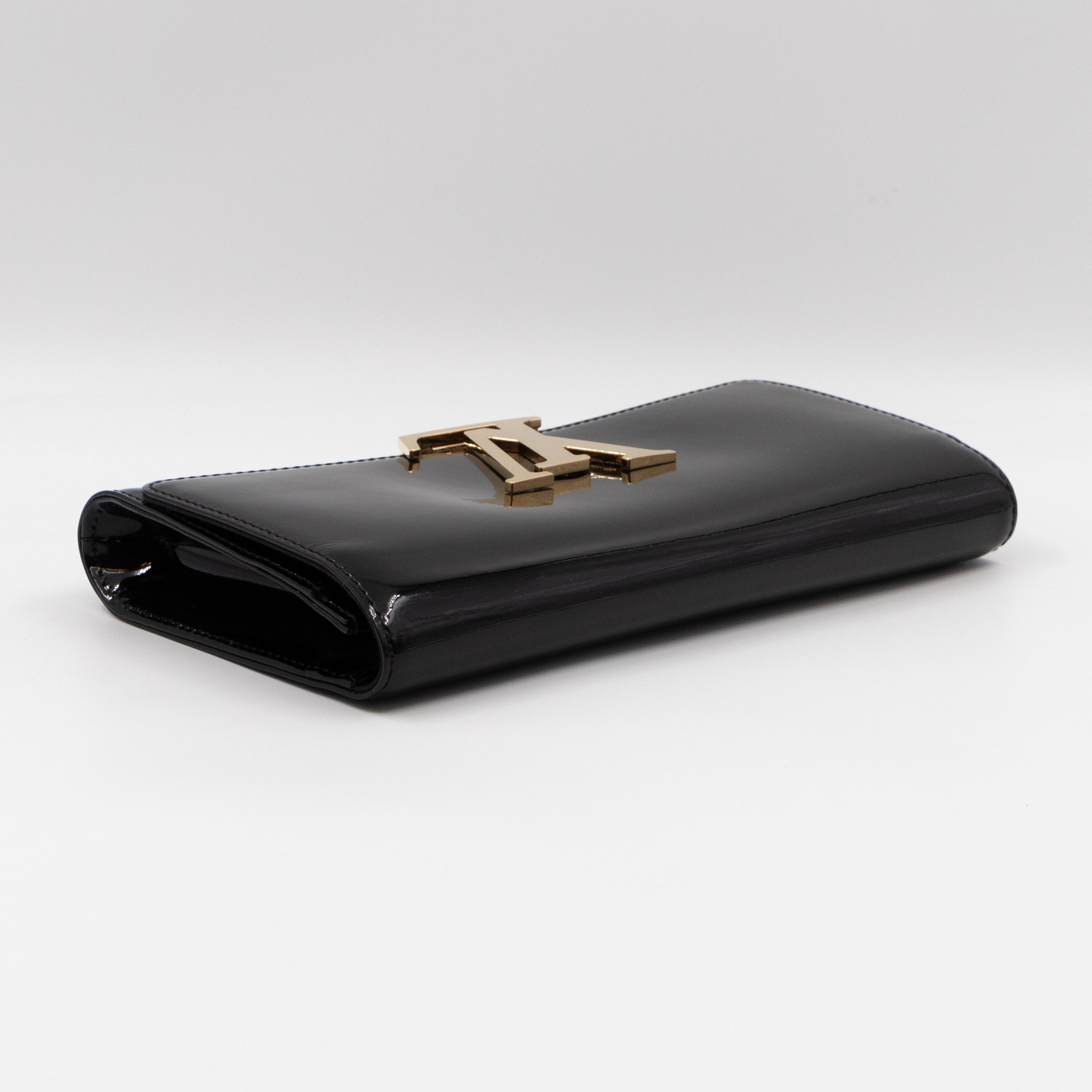 Louise Clutch Black Vernis Gold