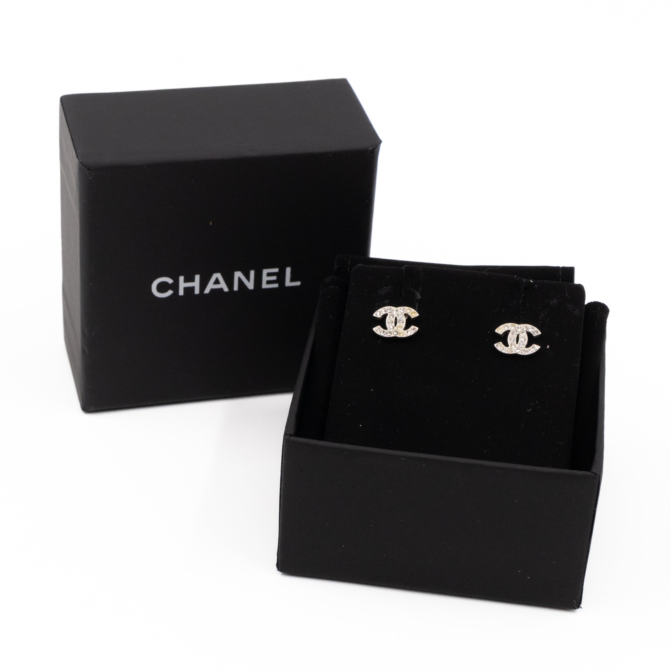 Mini CC Crystal Earrings Silver