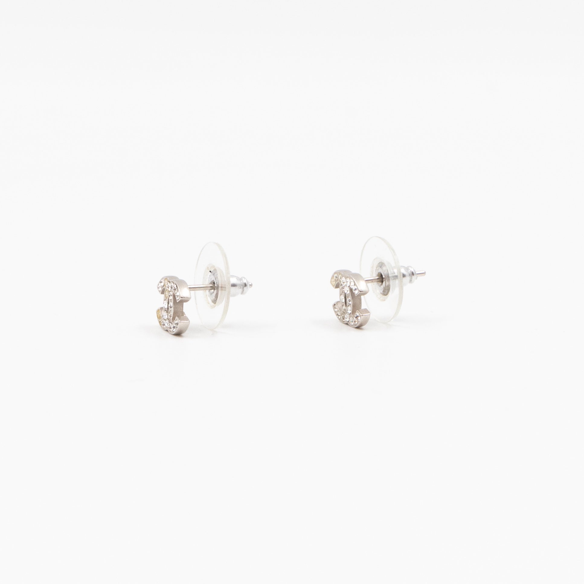Mini CC Crystal Earrings Silver