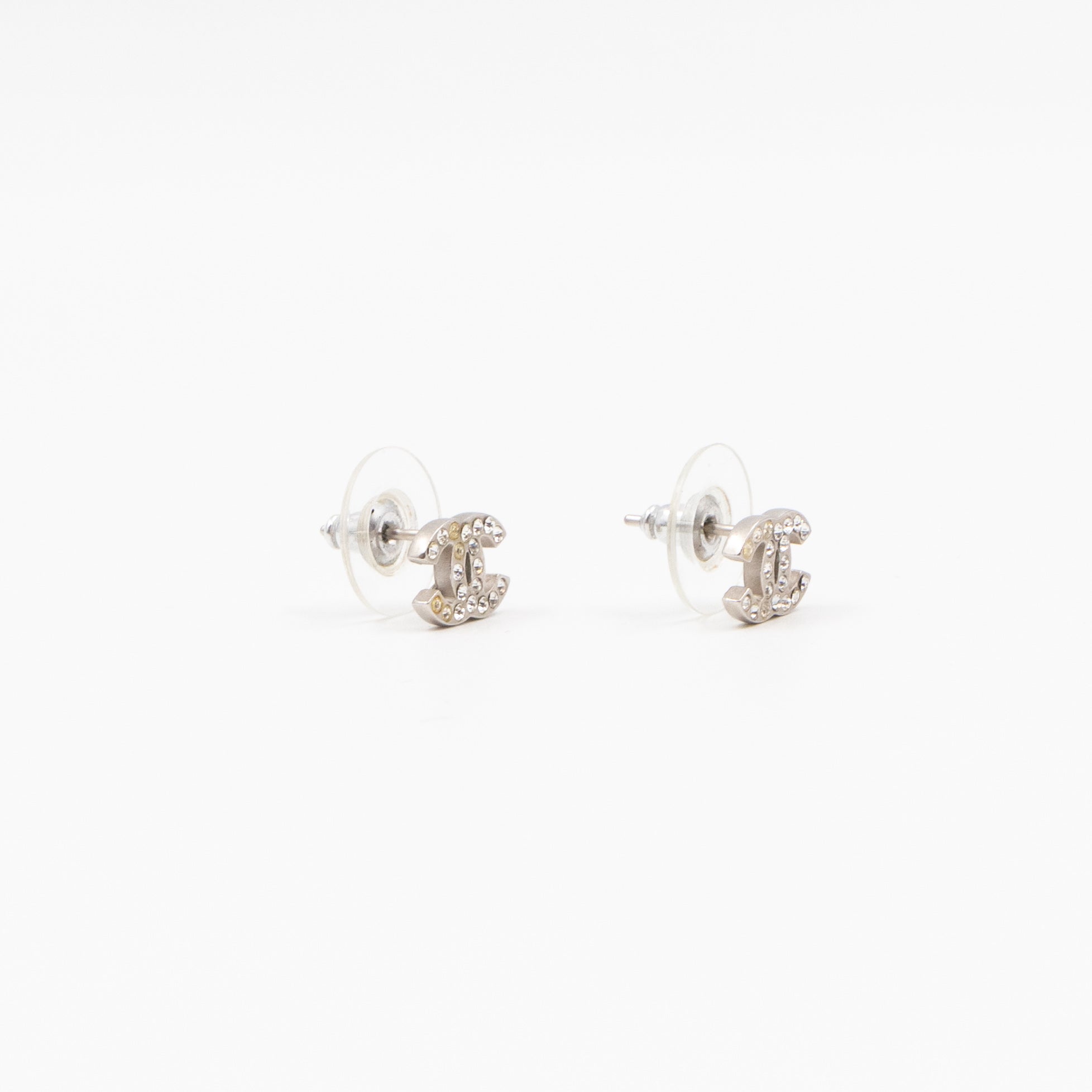 Mini CC Crystal Earrings Silver