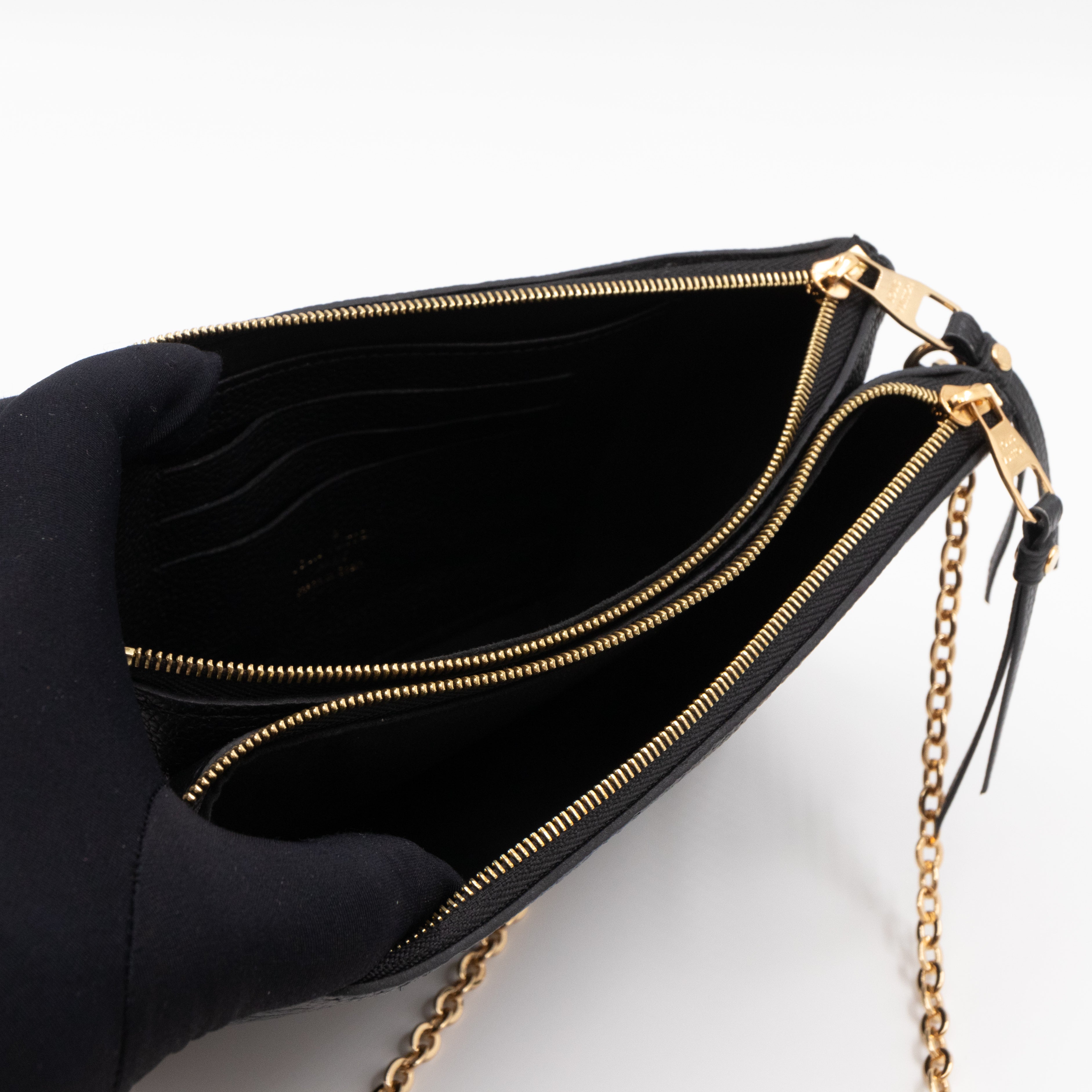 Double Zip Pochette Monogram Empreinte Black