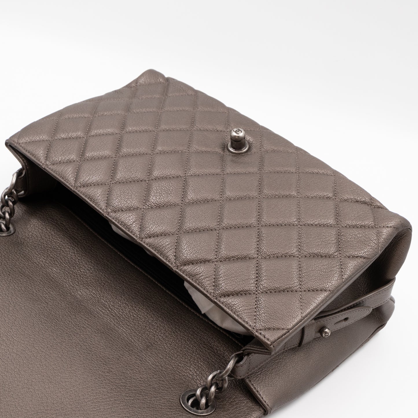 City Rock Flap Bag Jumbo Metallic Goatskin