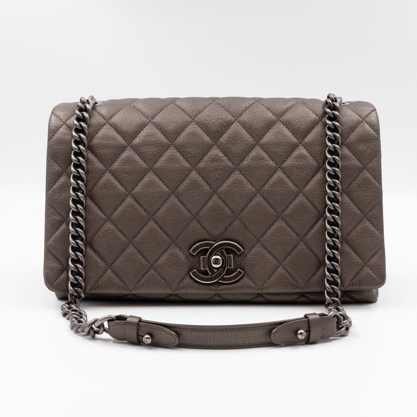 City Rock Flap Bag Jumbo Metallic Goatskin