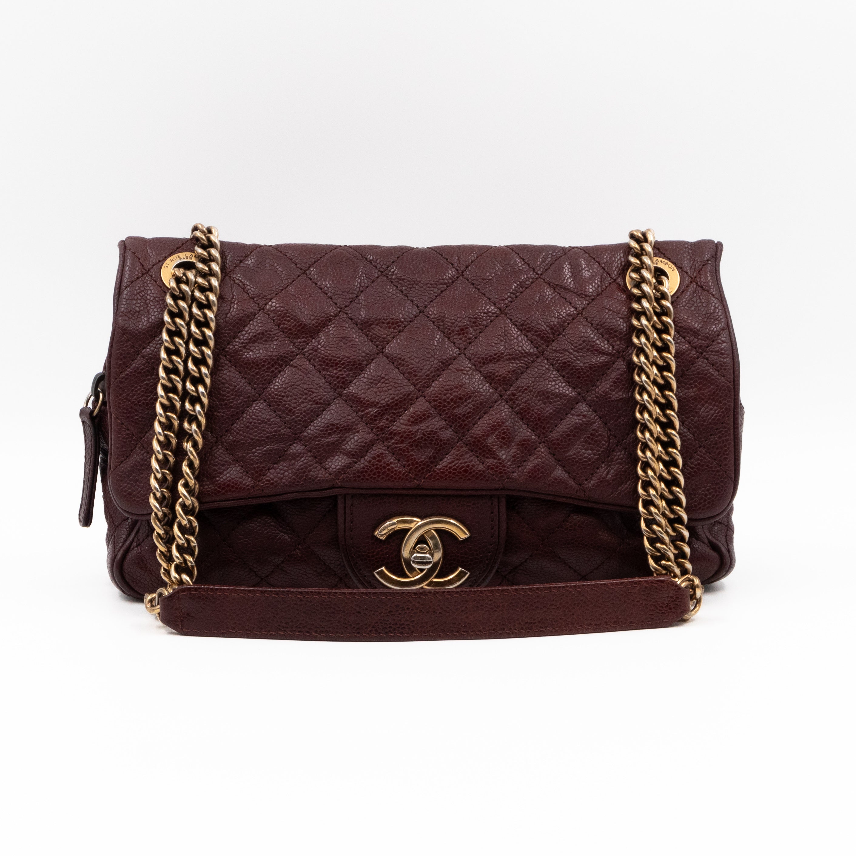 Easy Flap Bag Burgundy Caviar Aged Gold