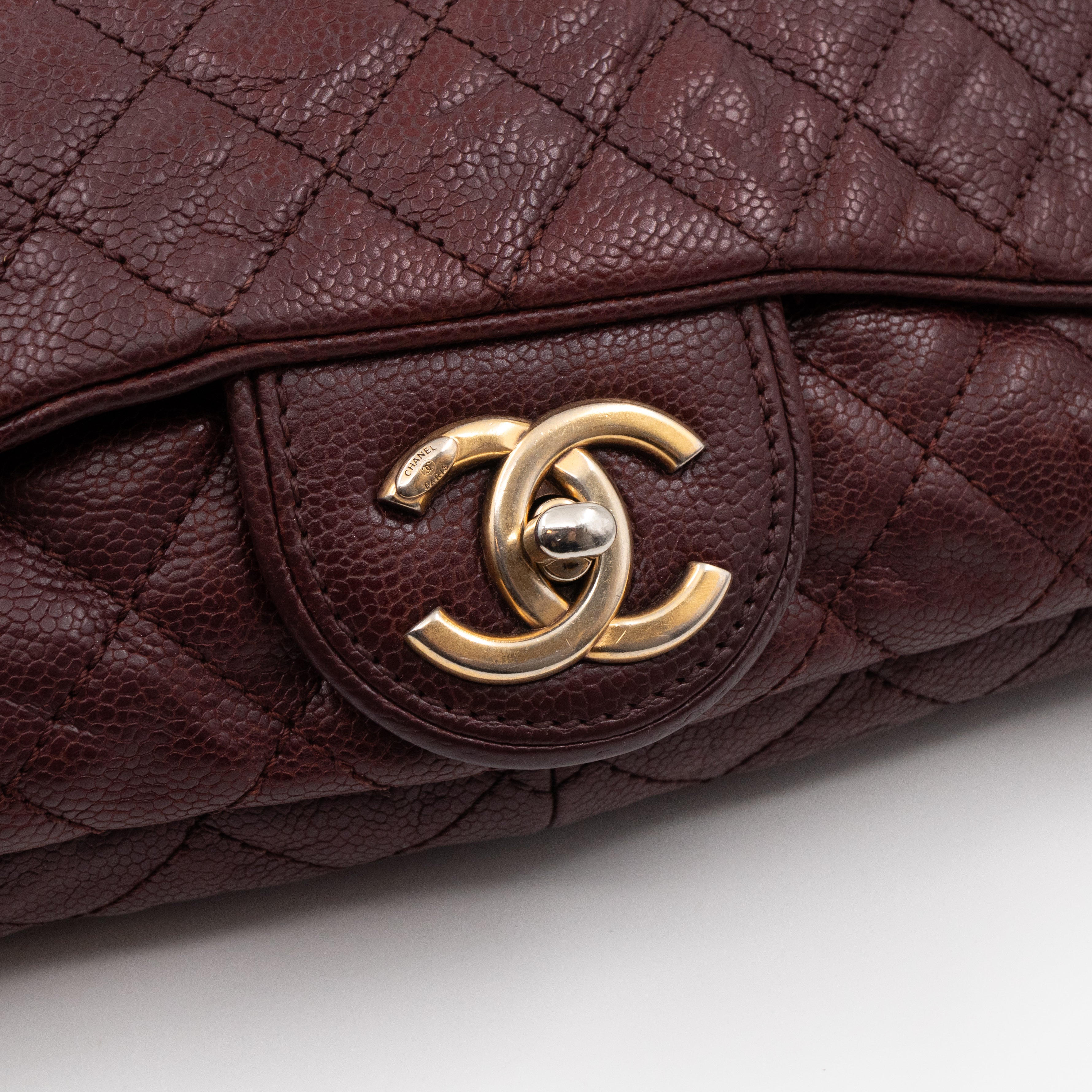 Easy Flap Bag Burgundy Caviar Aged Gold