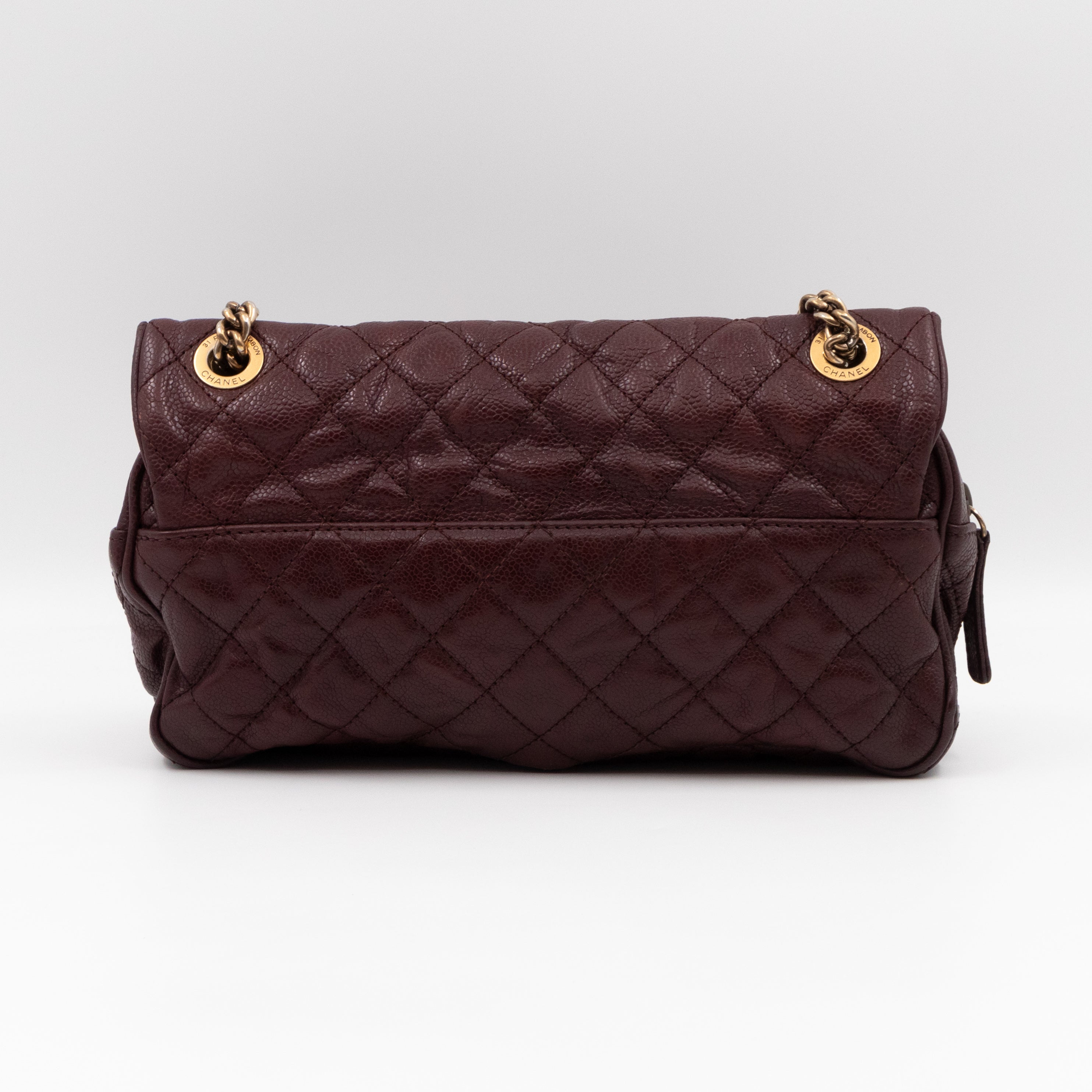 Easy Flap Bag Burgundy Caviar Aged Gold