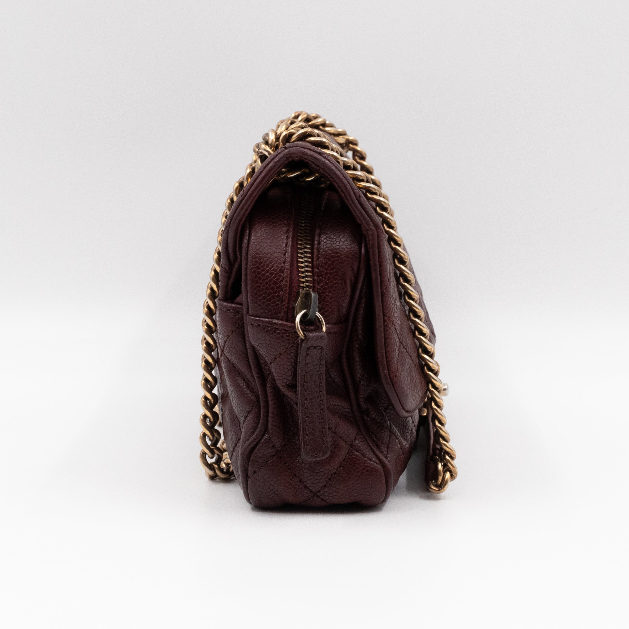 Easy Flap Bag Burgundy Caviar Aged Gold