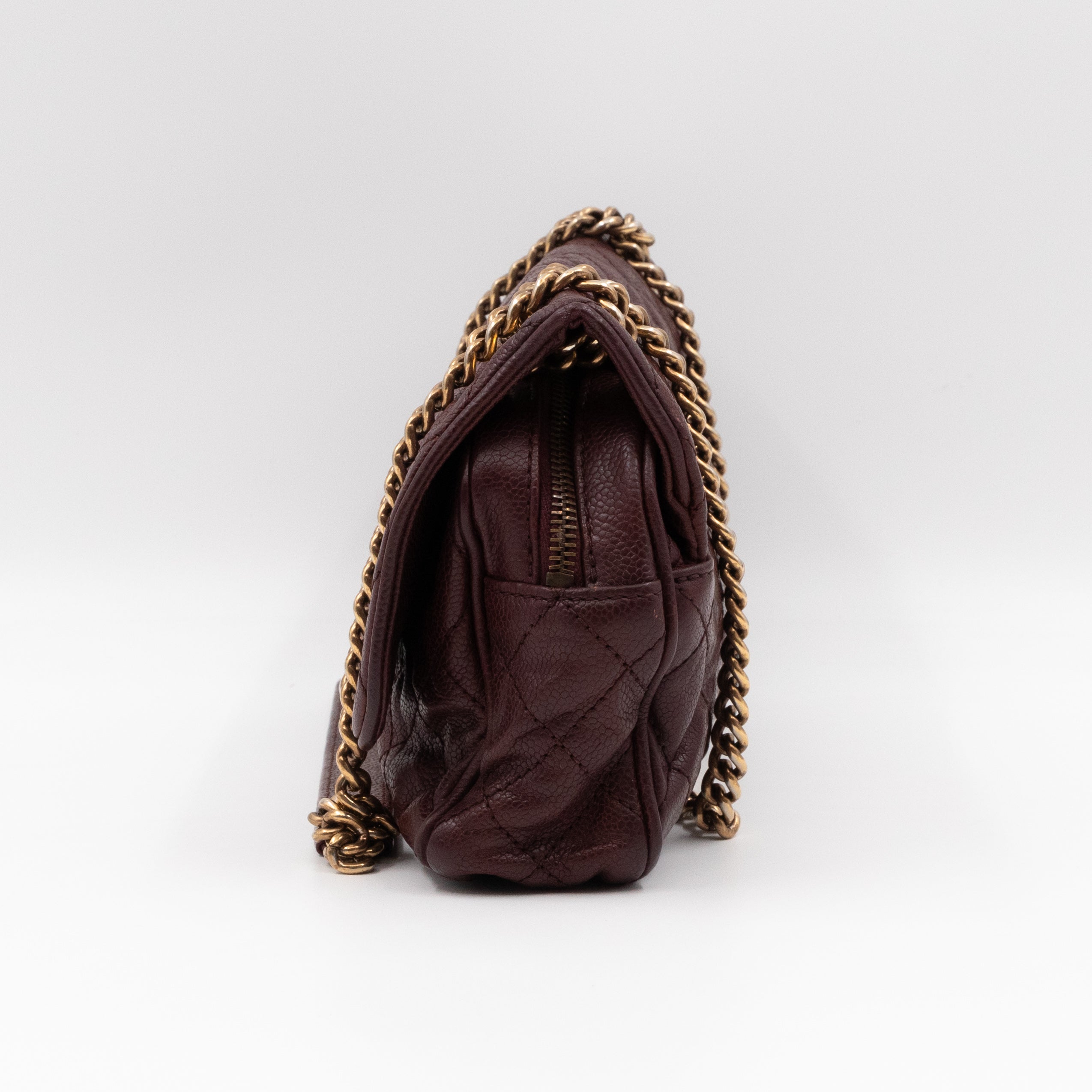 Easy Flap Bag Burgundy Caviar Aged Gold
