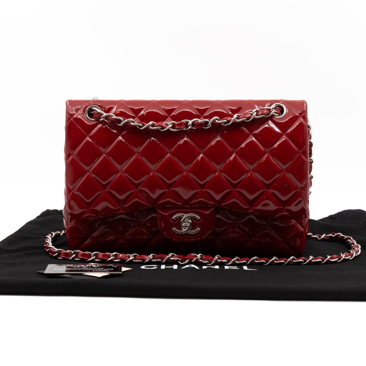 Classic Double Flap Jumbo Red Patent Leather