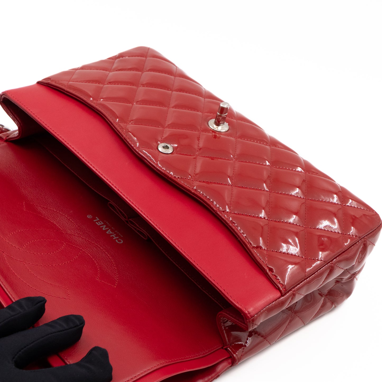 Classic Double Flap Jumbo Red Patent Leather