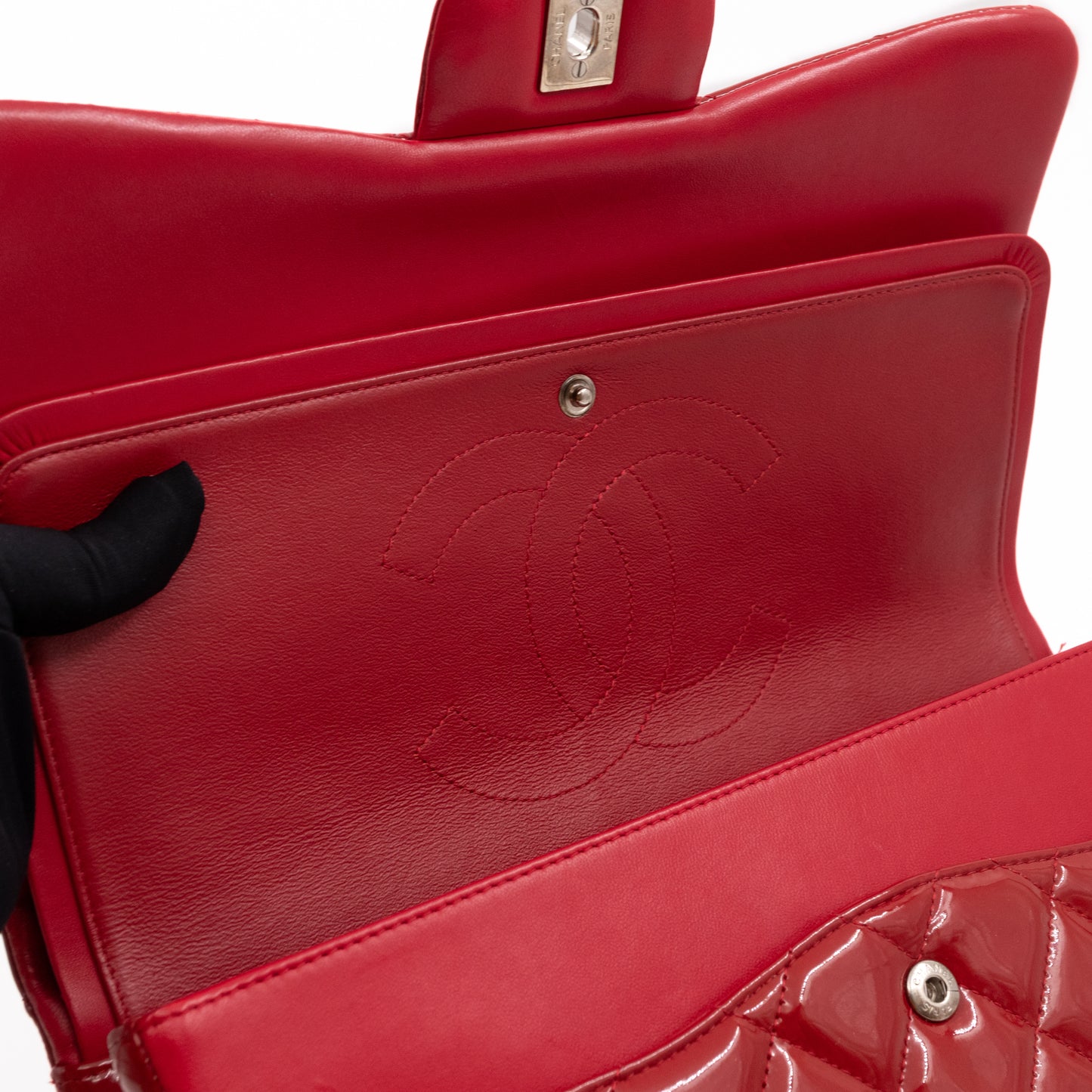 Classic Double Flap Jumbo Red Patent Leather