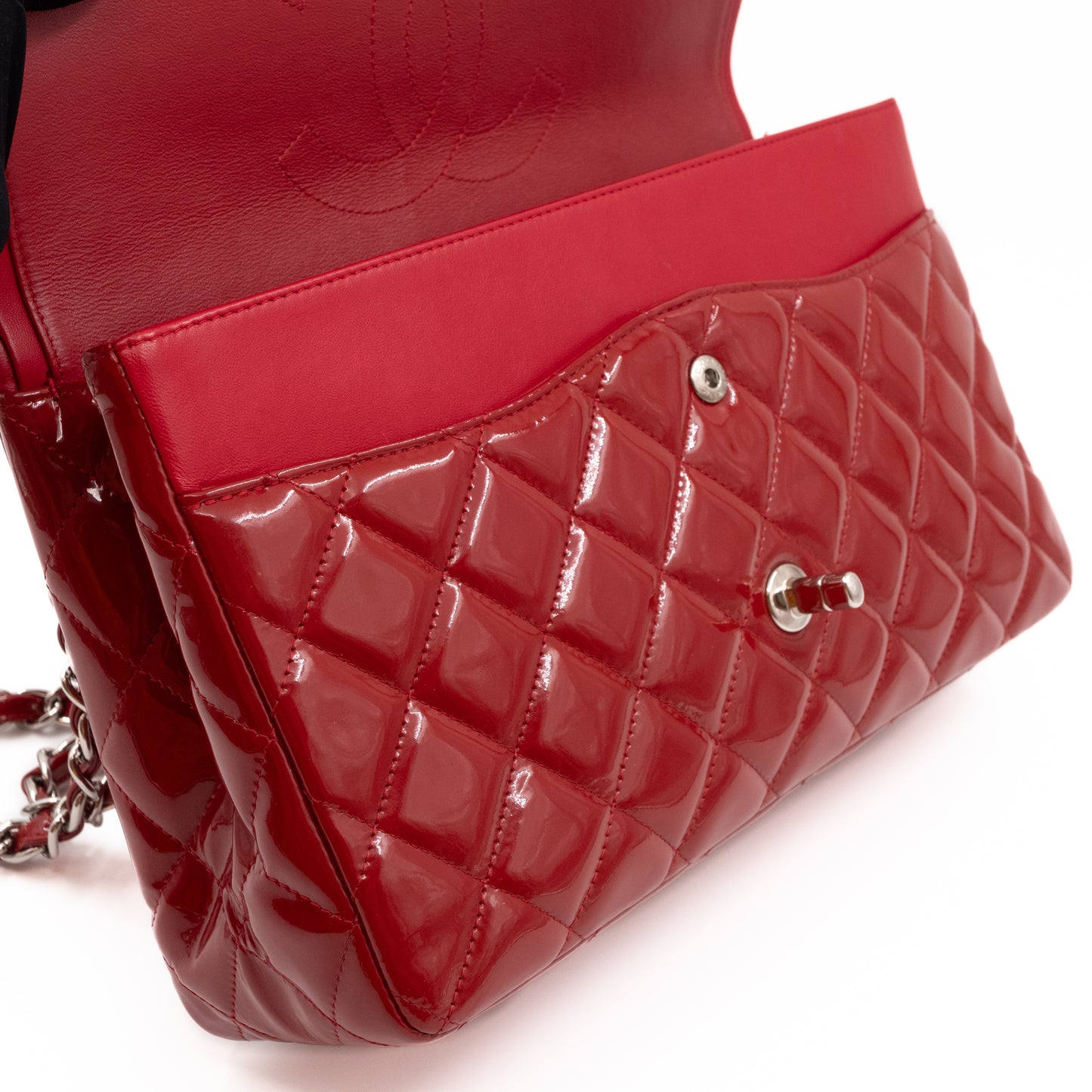 Classic Double Flap Jumbo Red Patent Leather