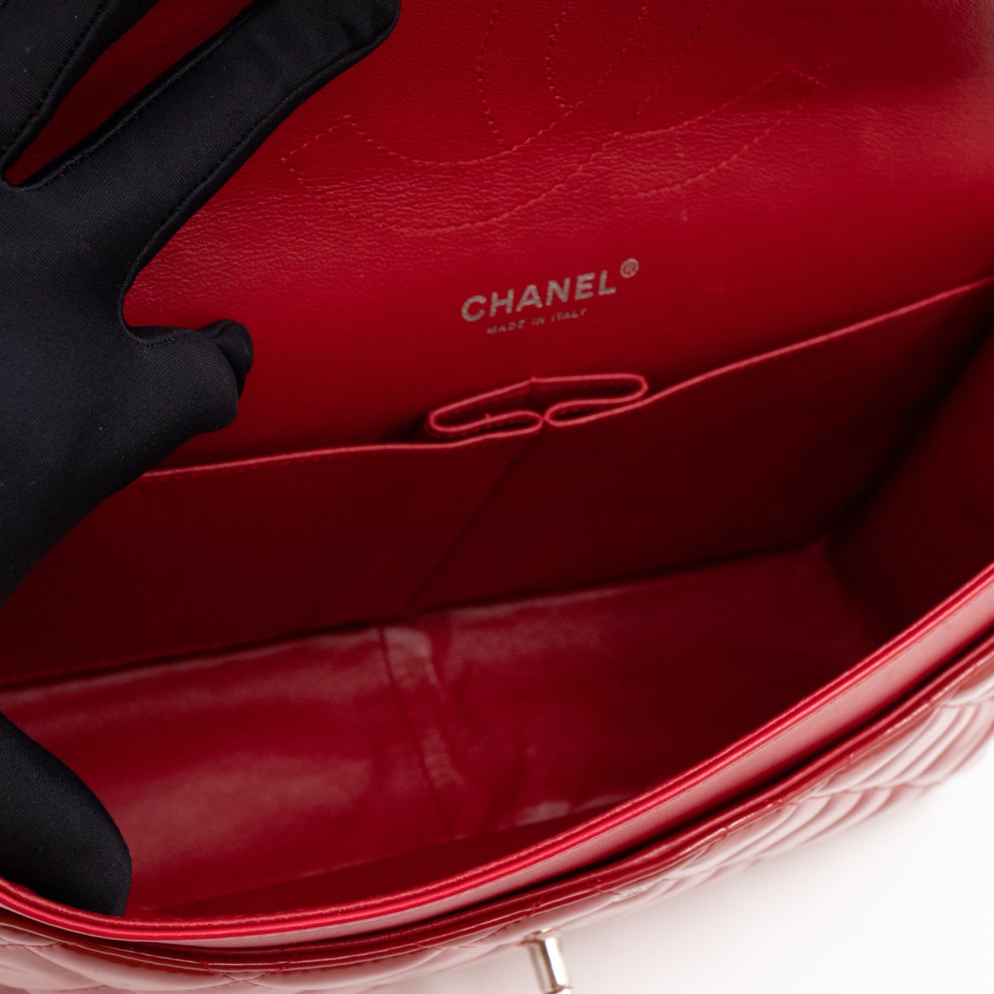 Classic Double Flap Jumbo Red Patent Leather
