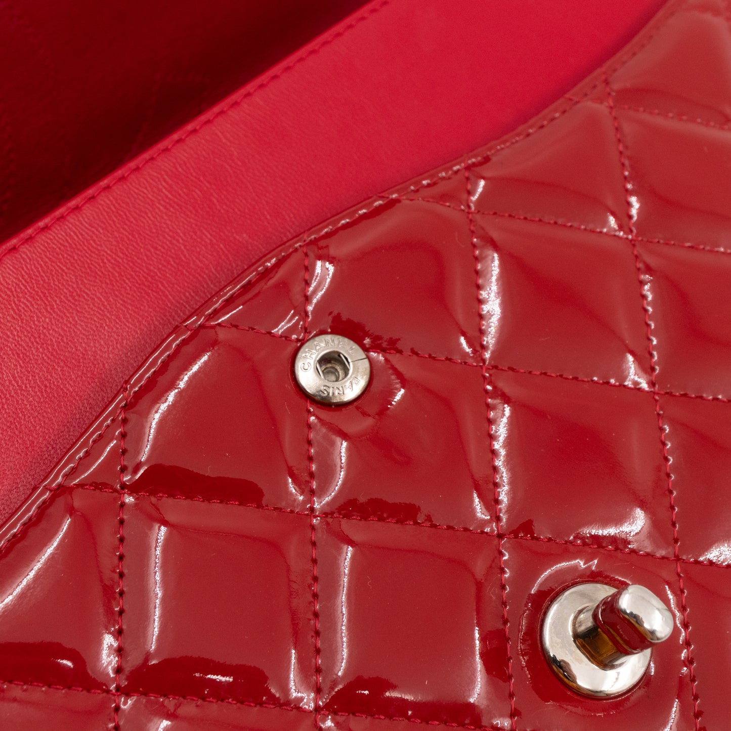 Classic Double Flap Jumbo Red Patent Leather