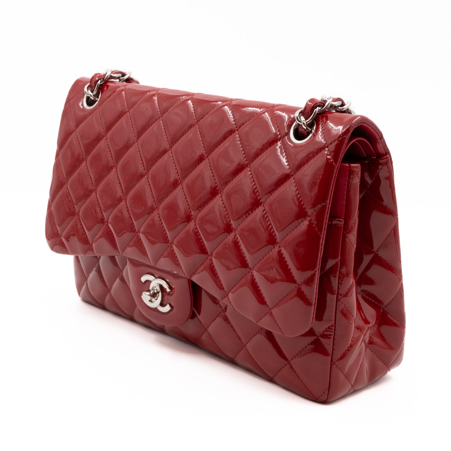 Classic Double Flap Jumbo Red Patent Leather