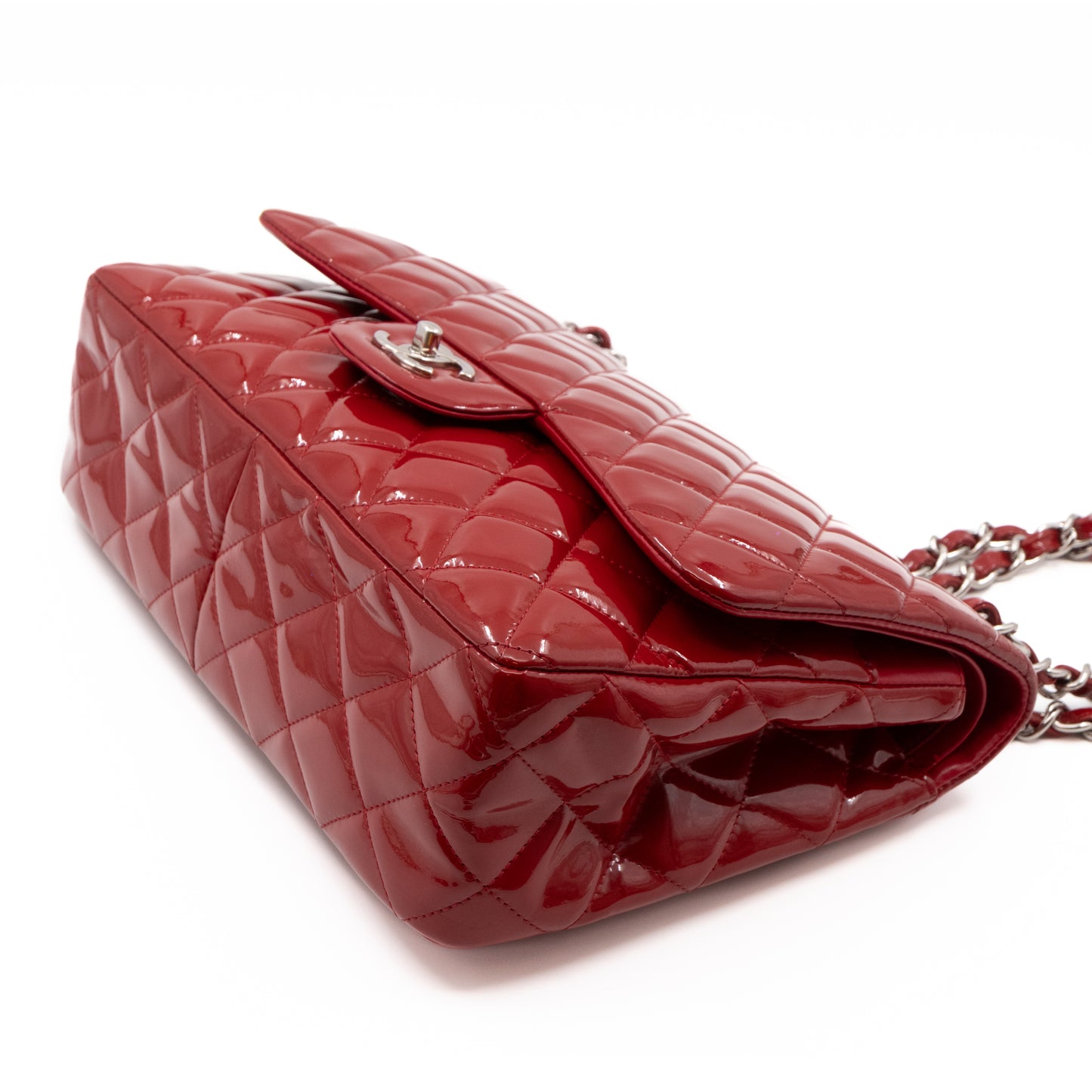 Classic Double Flap Jumbo Red Patent Leather