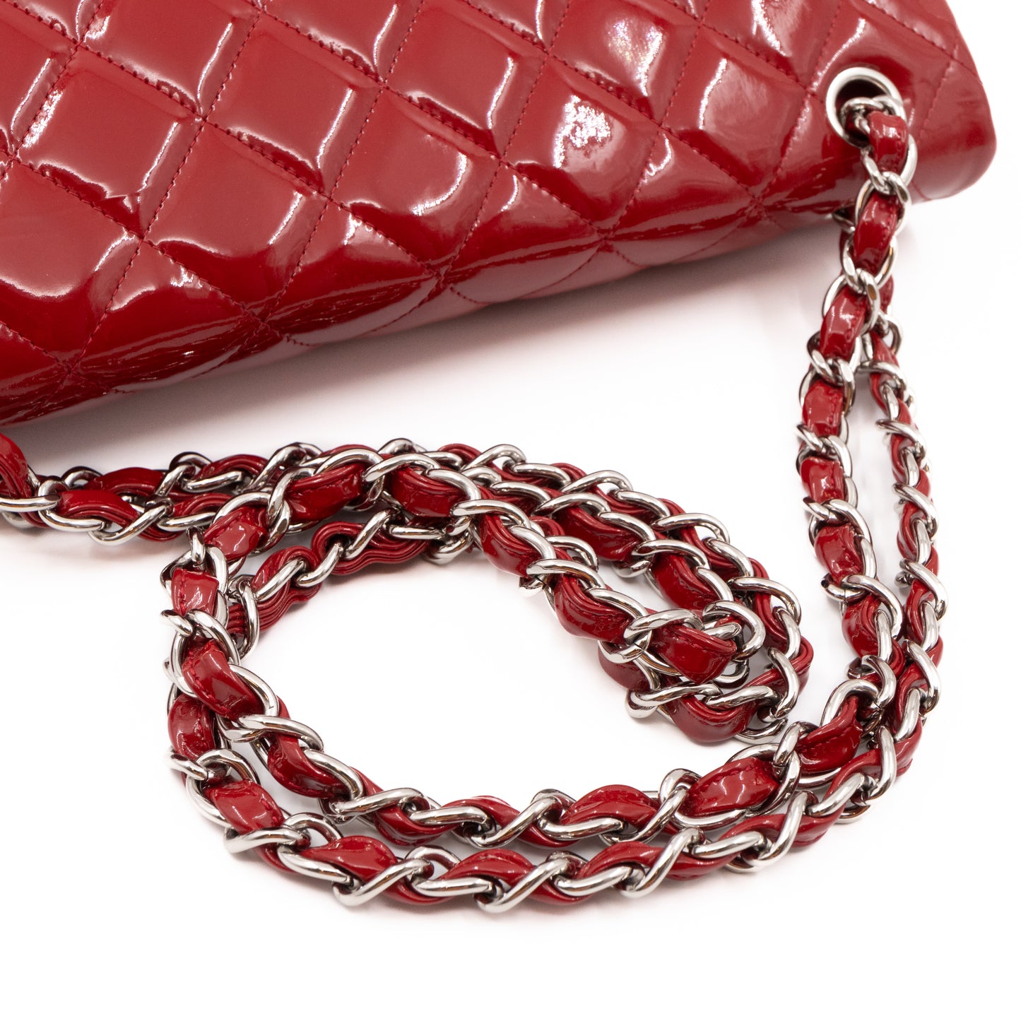 Classic Double Flap Jumbo Red Patent Leather