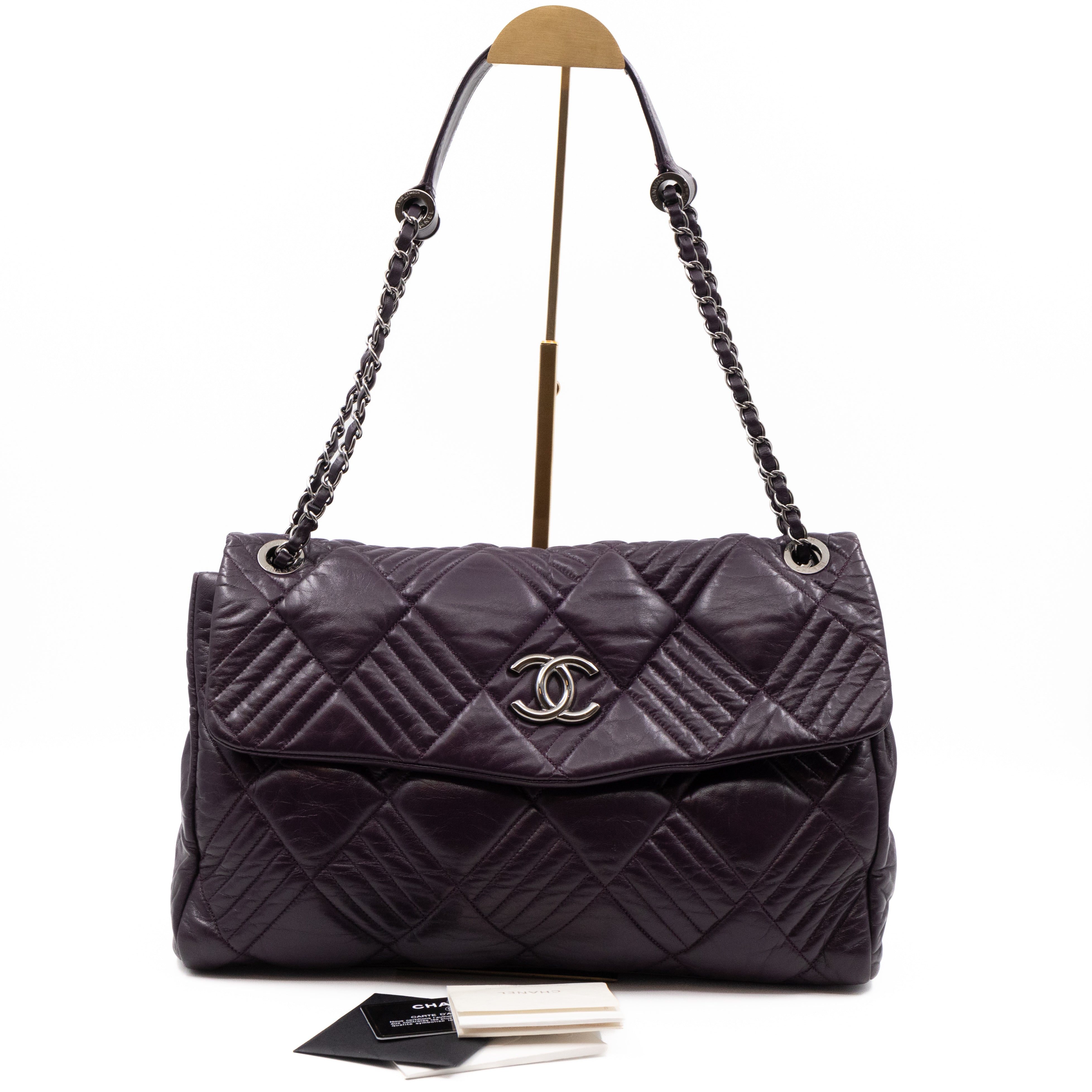 In & Out Flap Bag Maxi Purple Lambskin