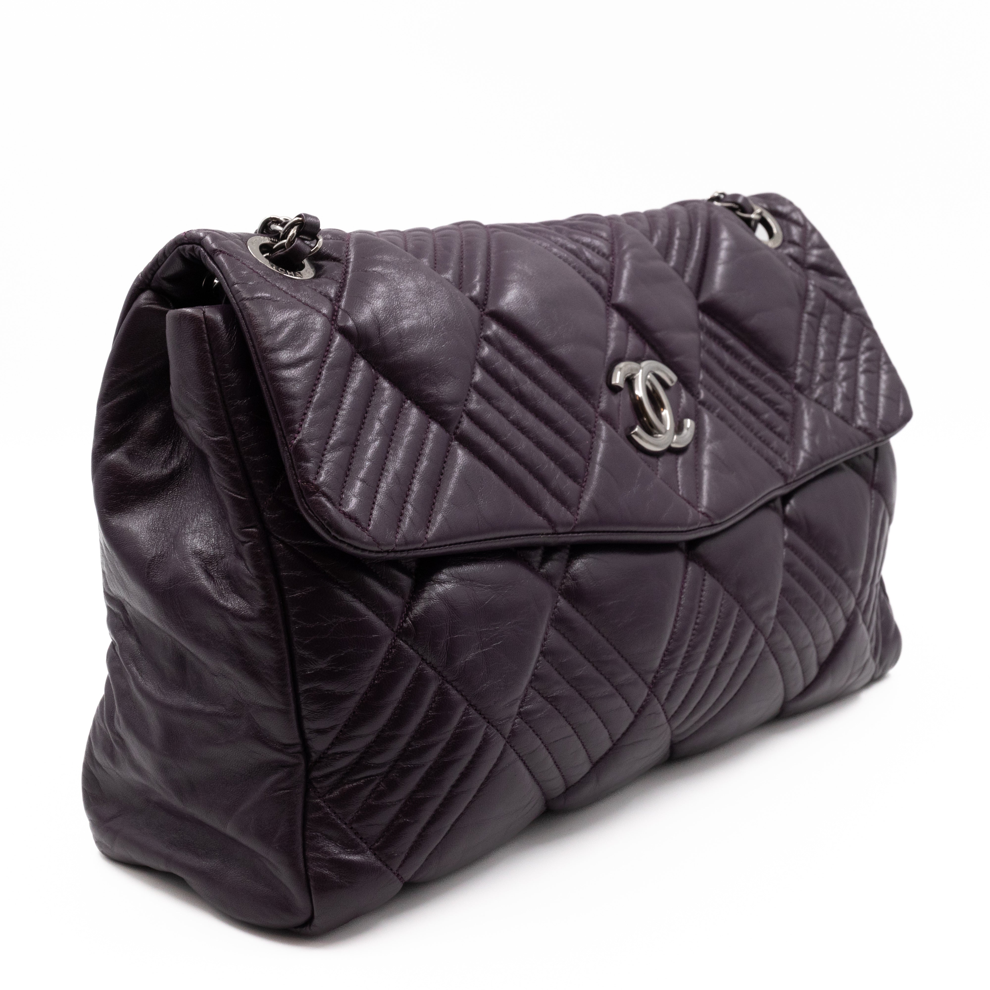 In & Out Flap Bag Maxi Purple Lambskin