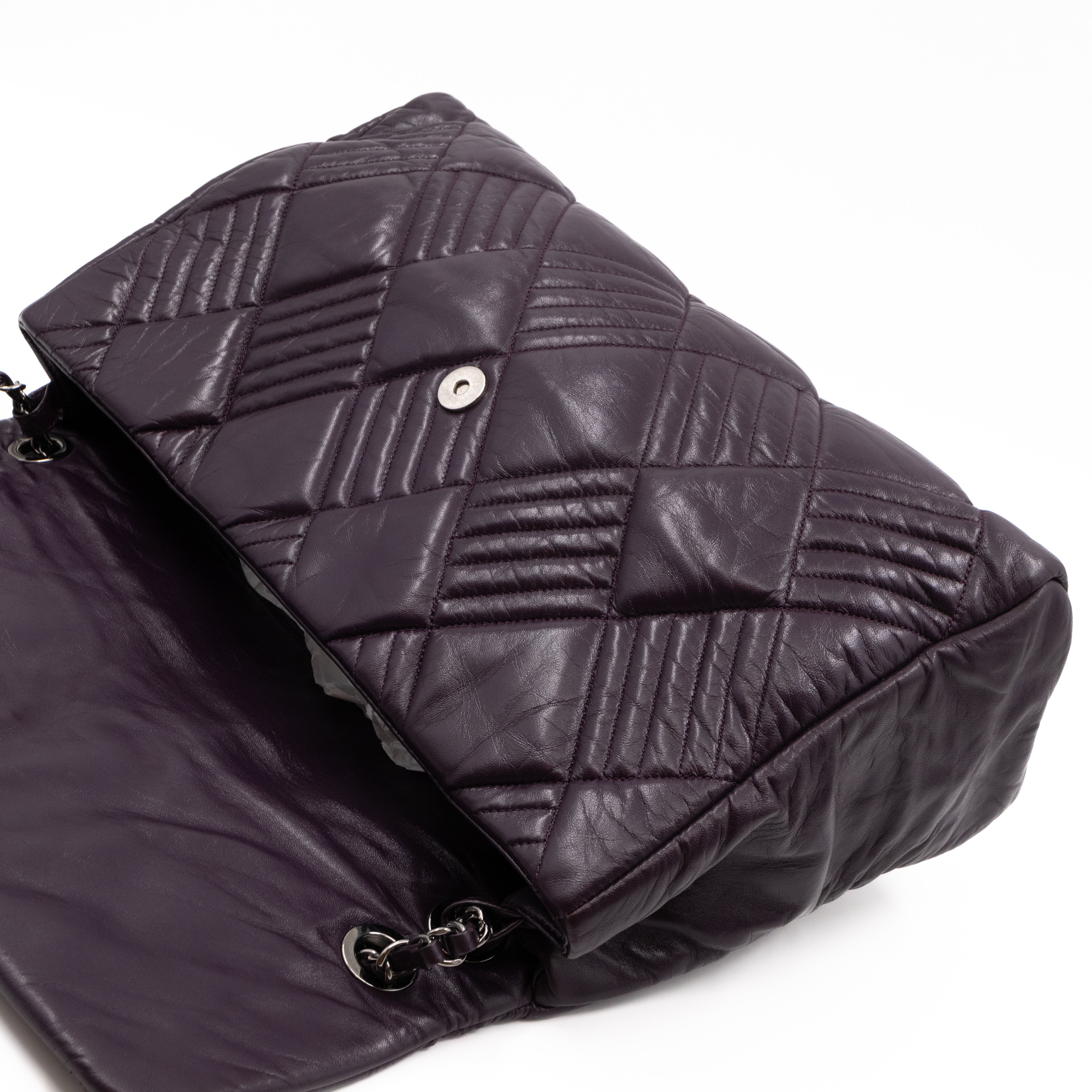 In & Out Flap Bag Maxi Purple Lambskin