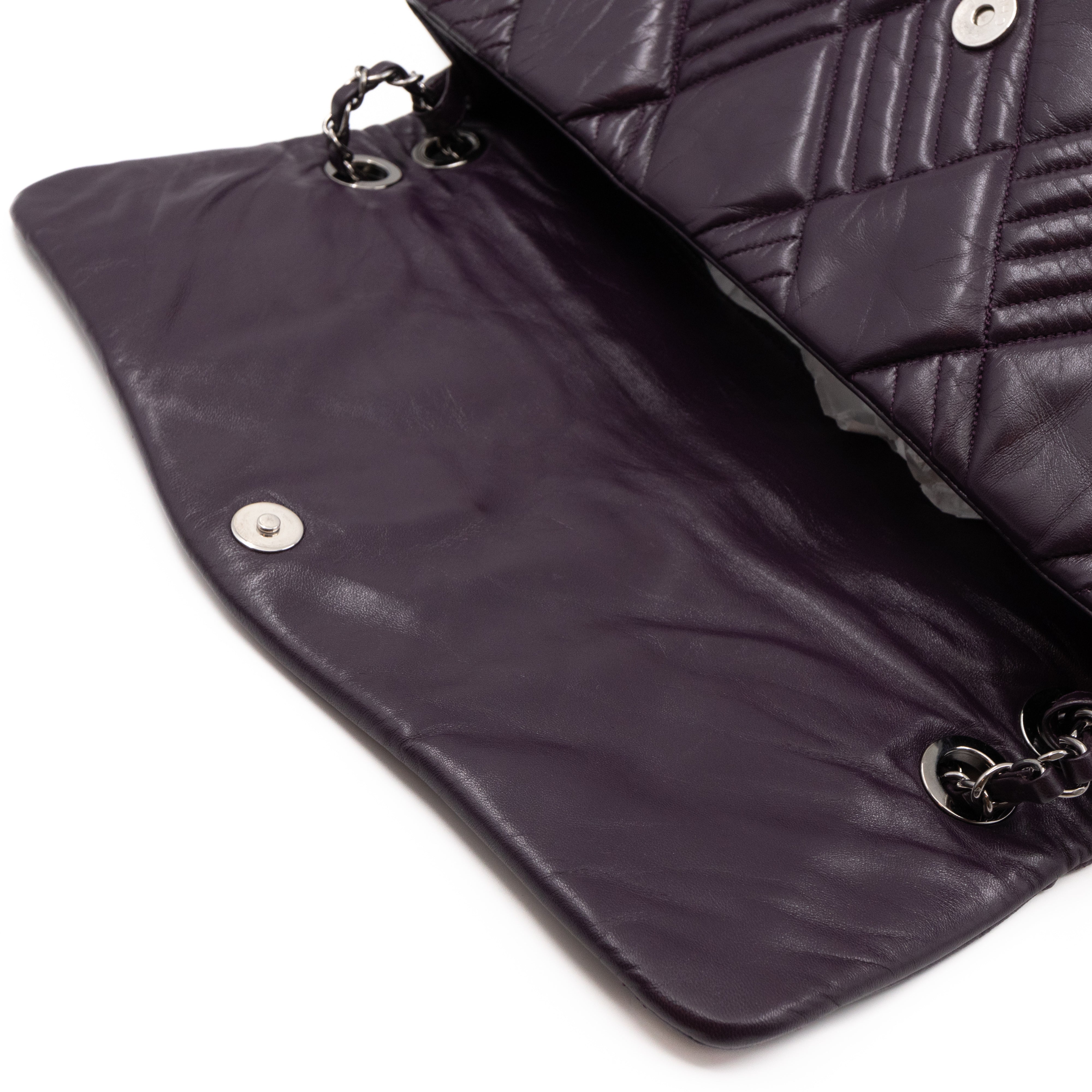 In & Out Flap Bag Maxi Purple Lambskin