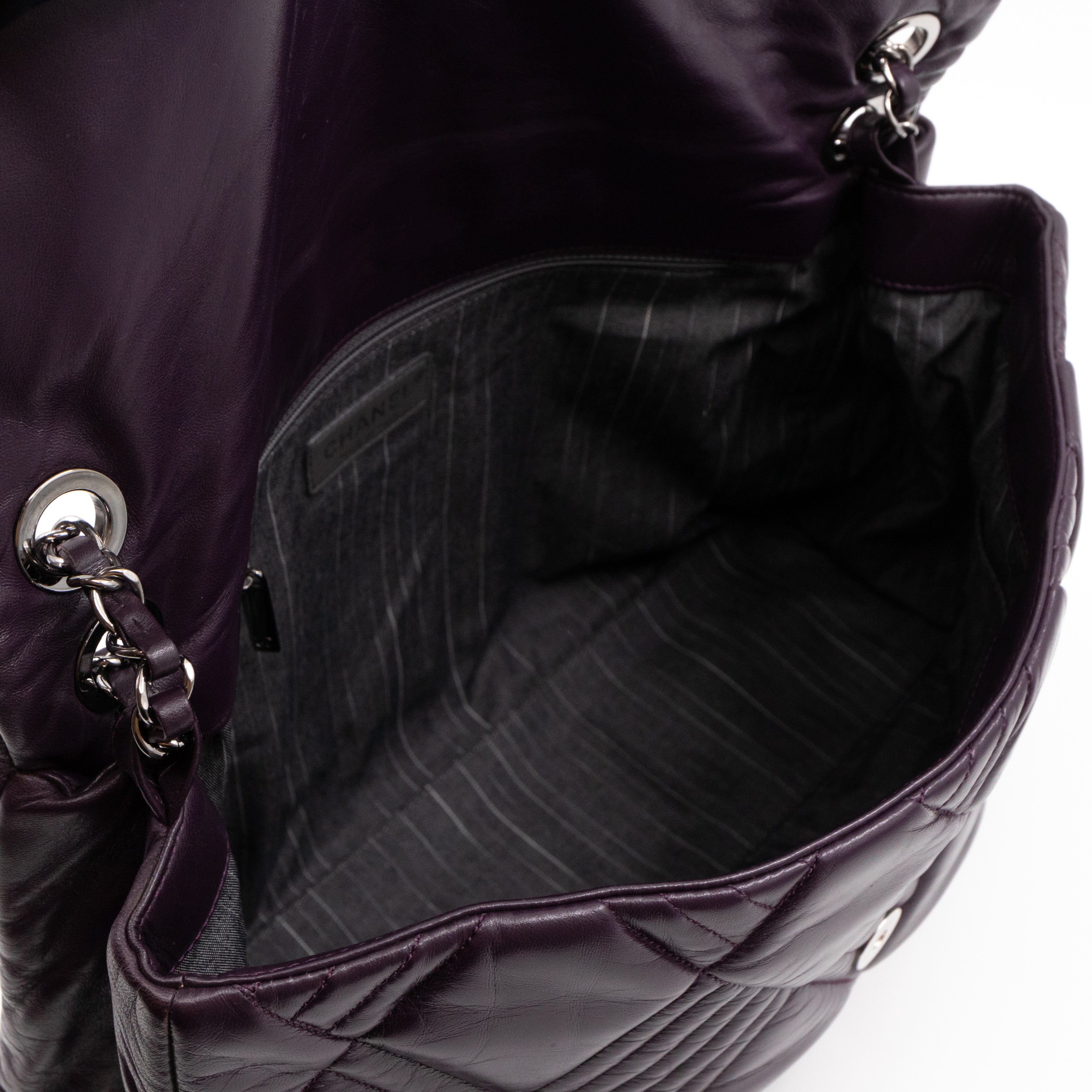 In & Out Flap Bag Maxi Purple Lambskin