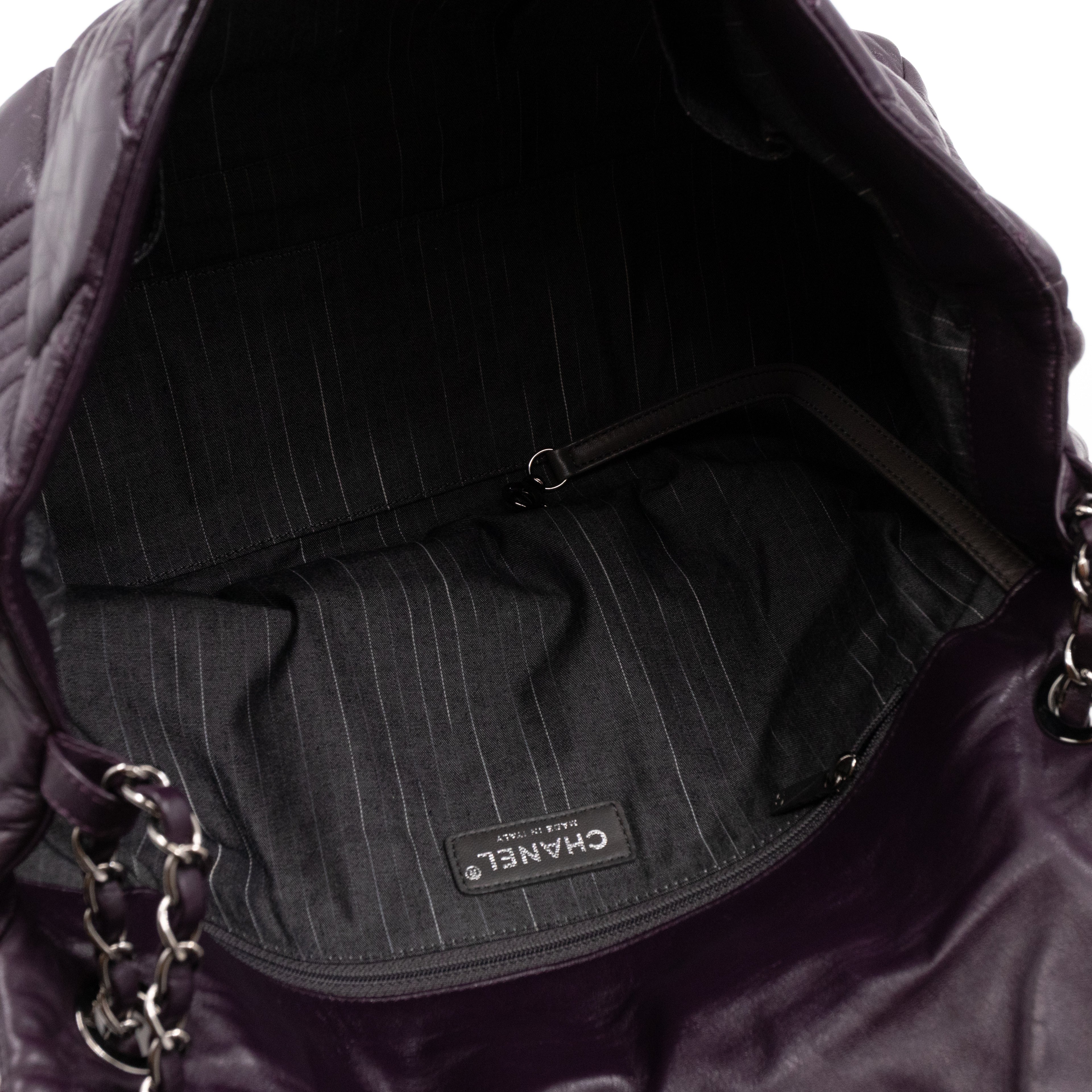 In & Out Flap Bag Maxi Purple Lambskin