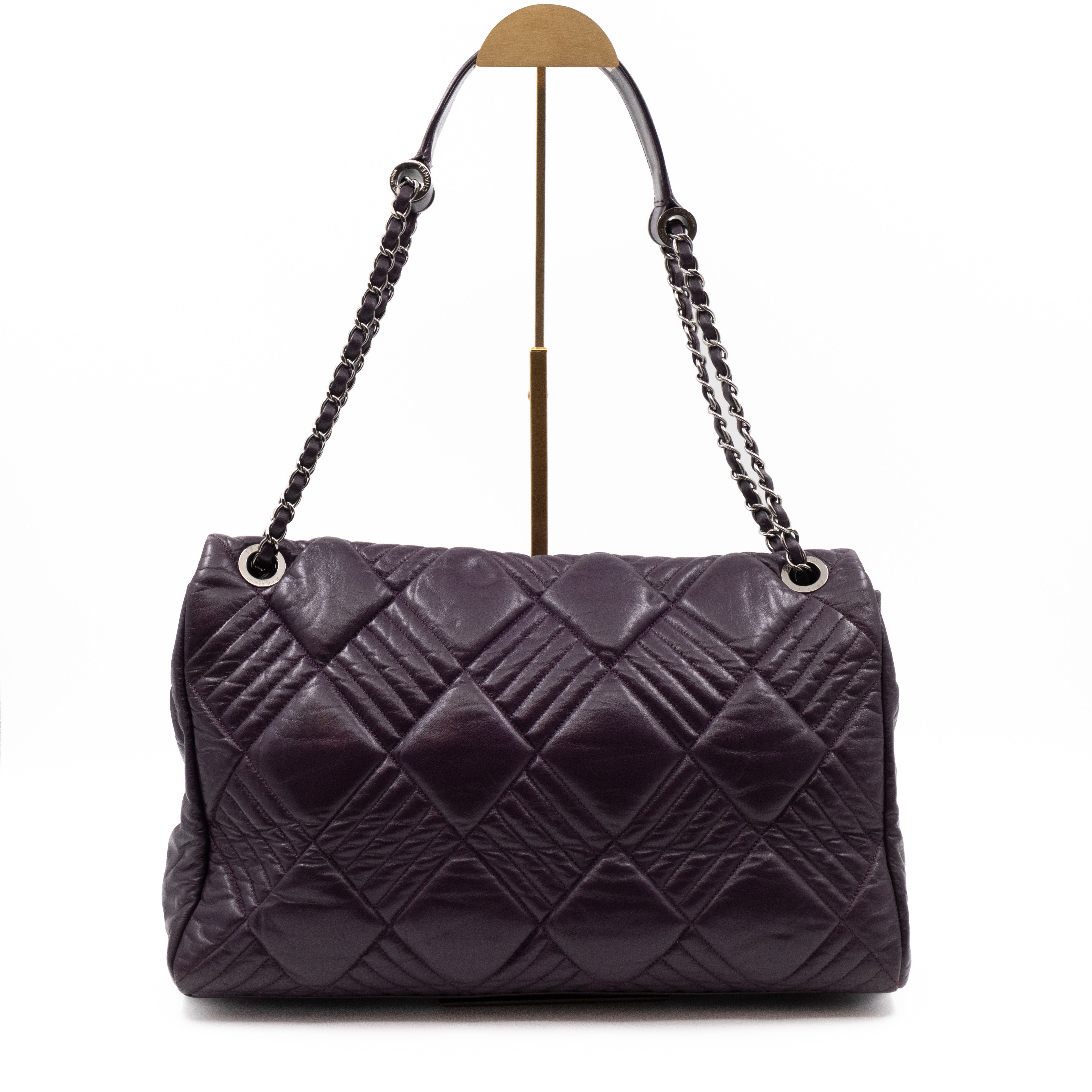 In & Out Flap Bag Maxi Purple Lambskin