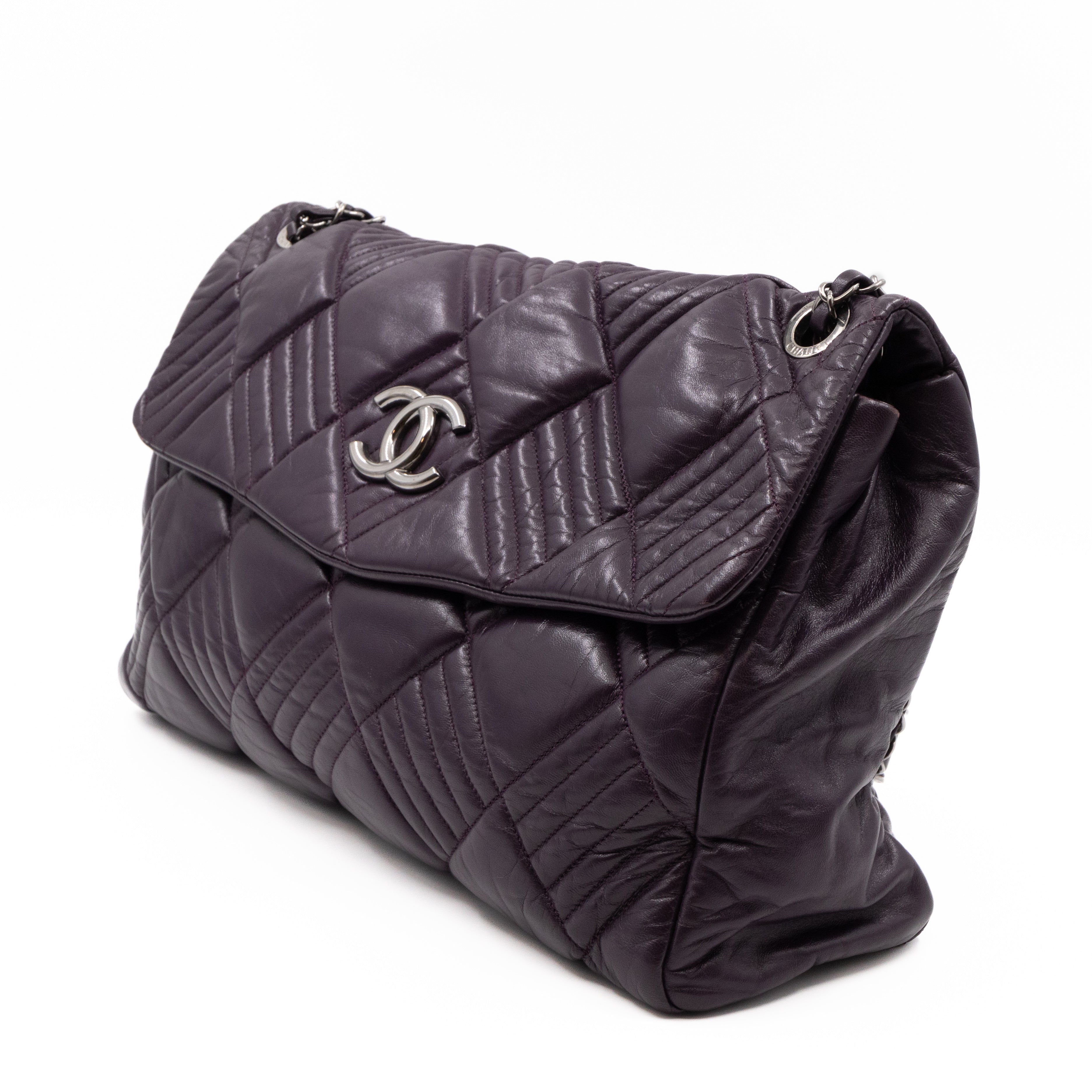 In & Out Flap Bag Maxi Purple Lambskin