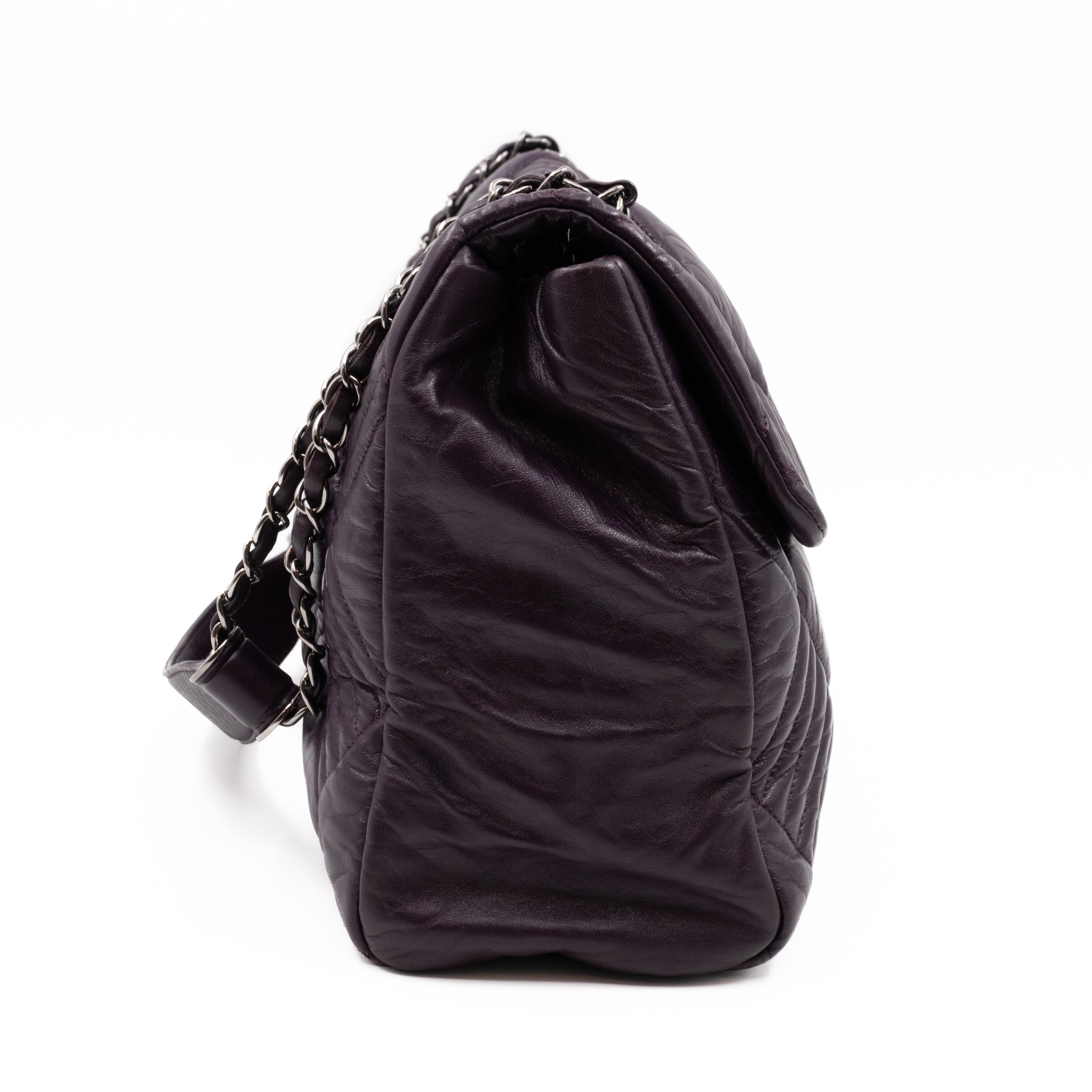 In & Out Flap Bag Maxi Purple Lambskin