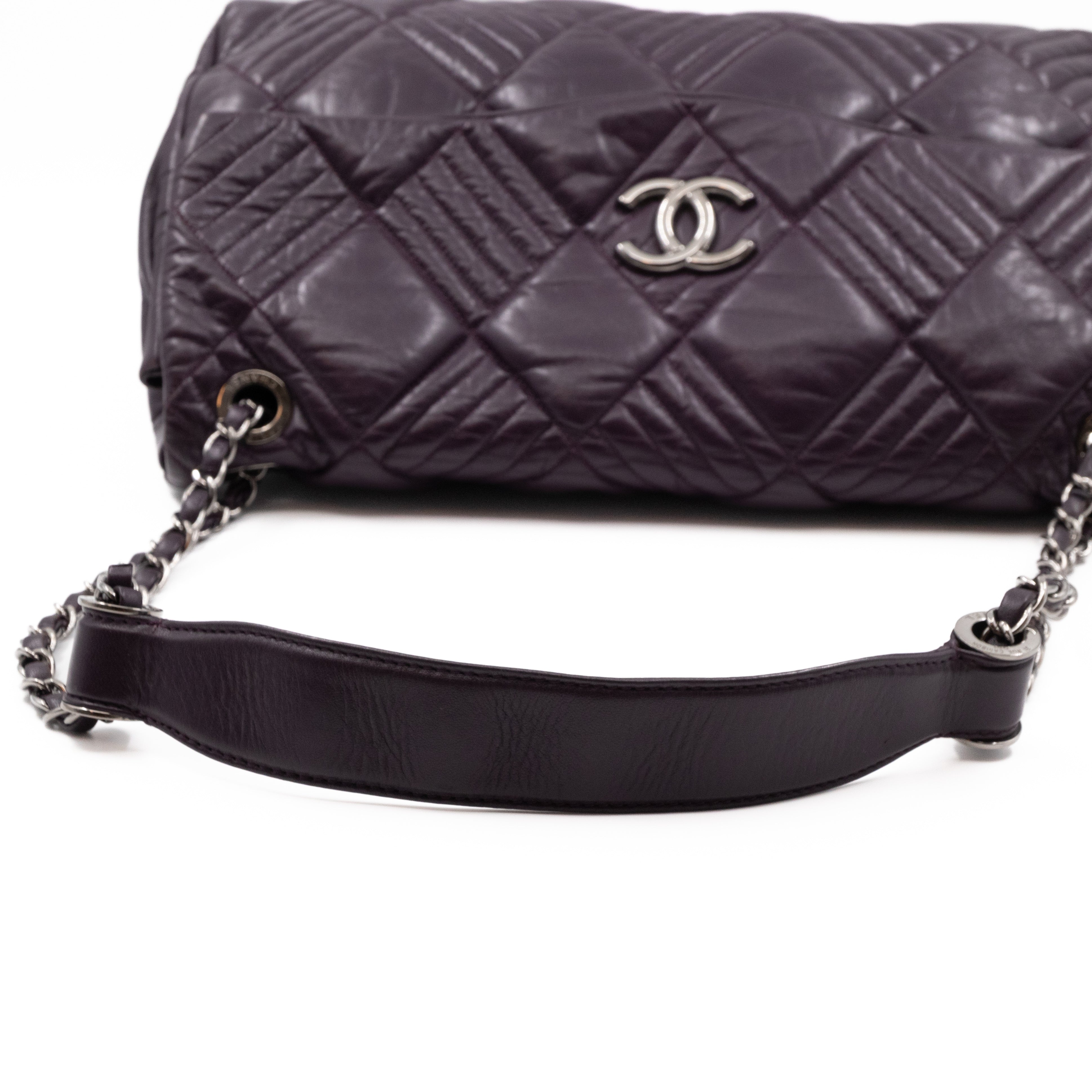 In & Out Flap Bag Maxi Purple Lambskin