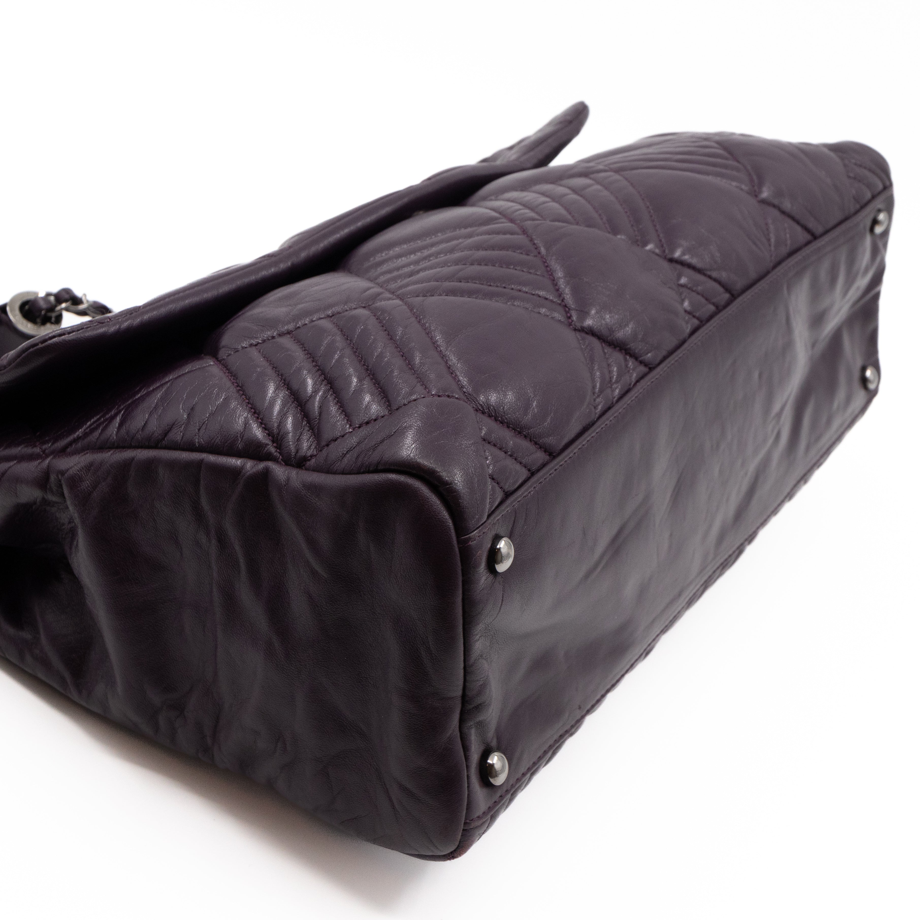 In & Out Flap Bag Maxi Purple Lambskin