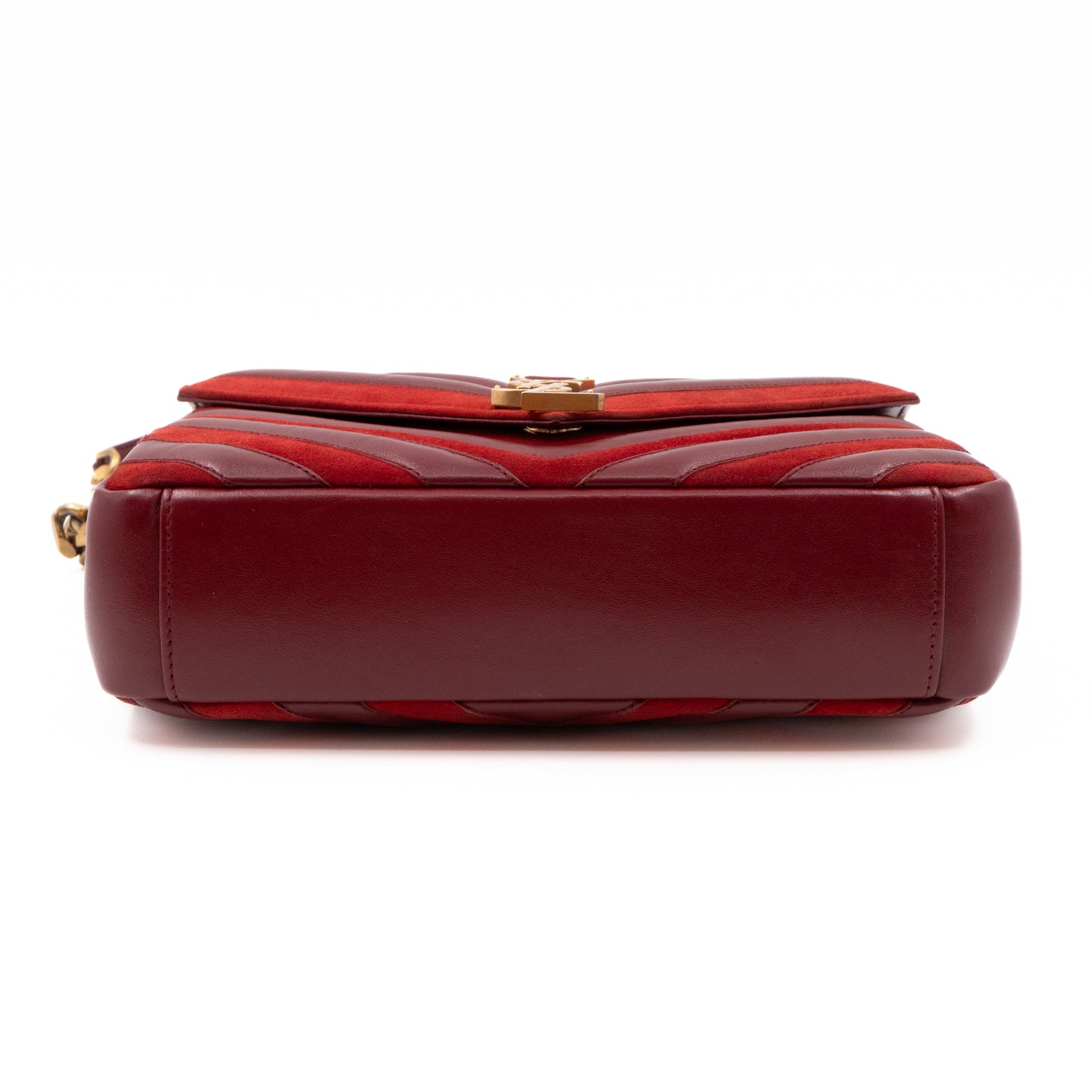 College Medium Chevron Quilted Red Suede Leather