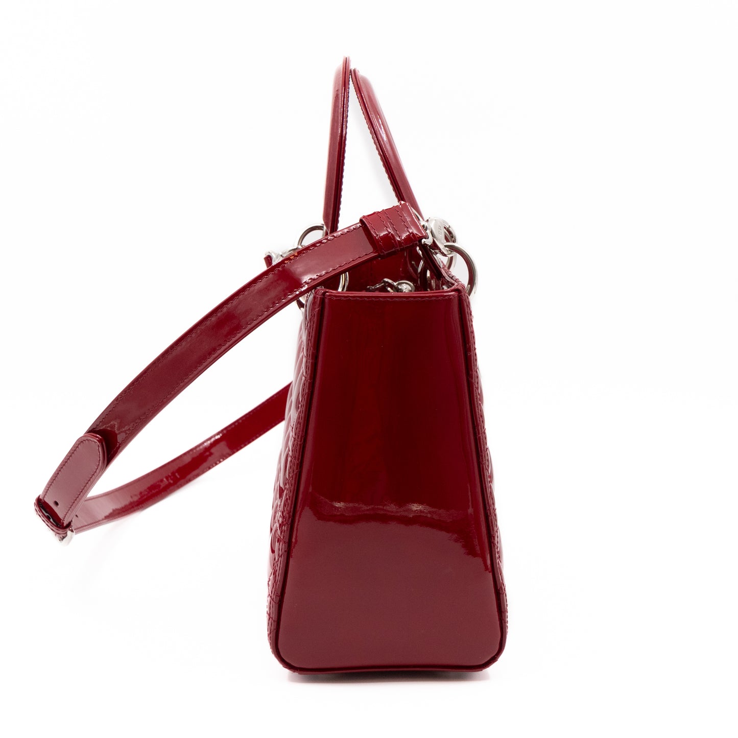 Lady Dior Medium Red Patent Leather