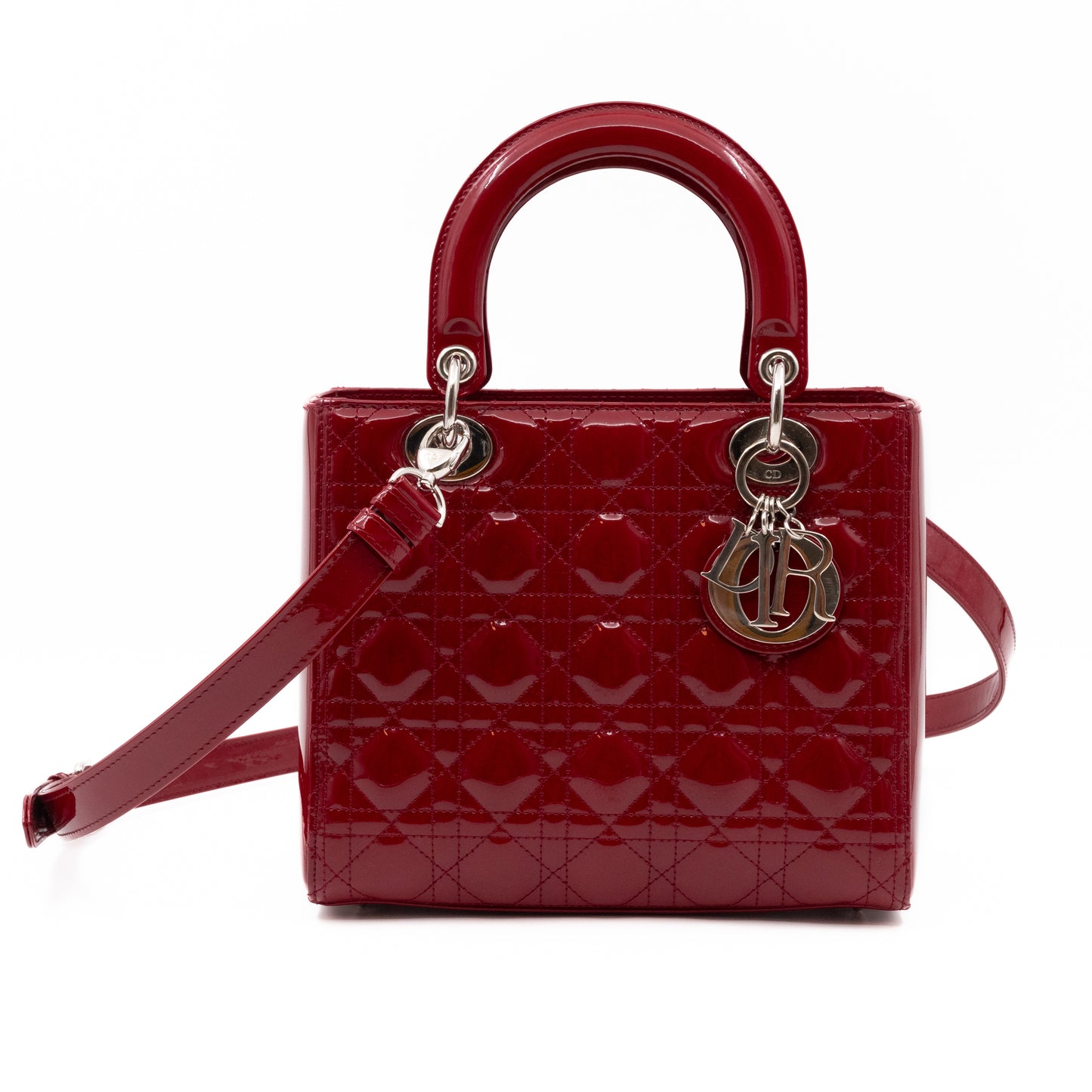 Lady Dior Medium Red Patent Leather