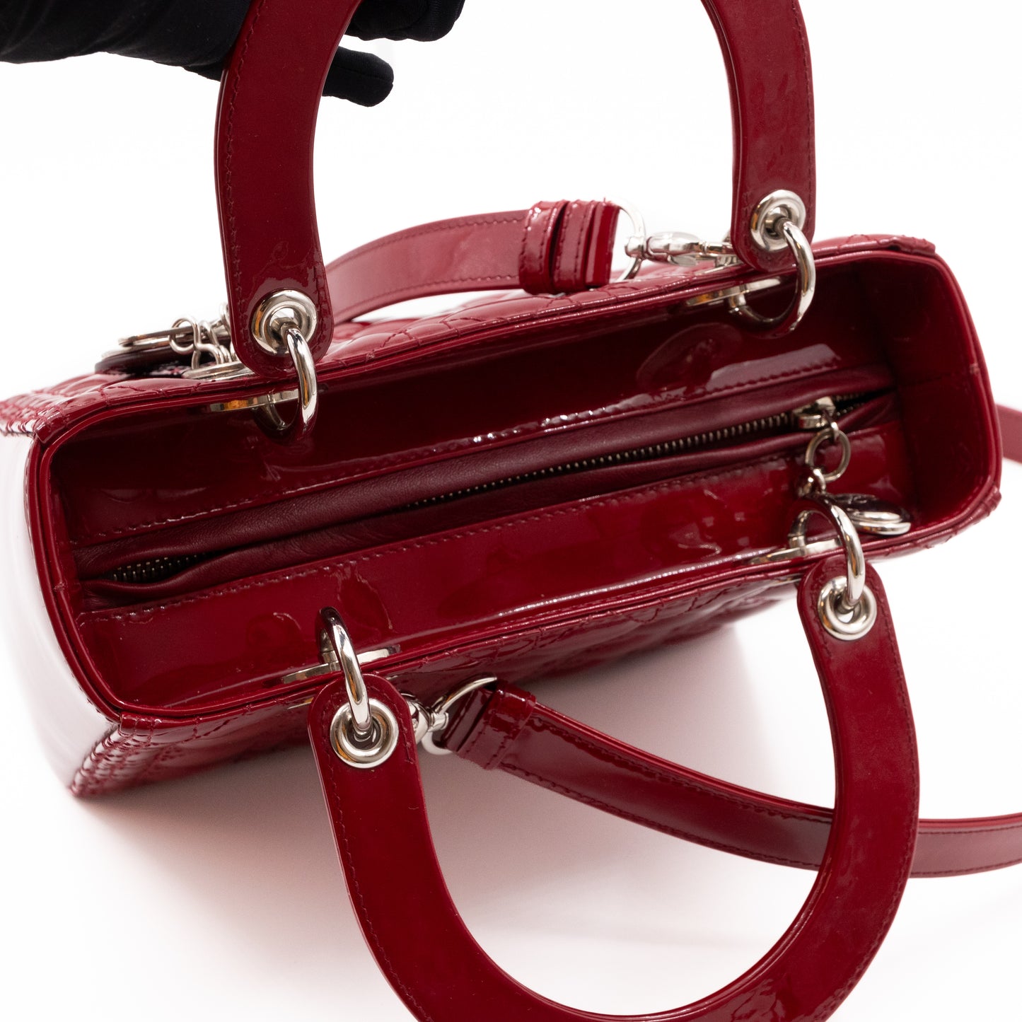 Lady Dior Medium Red Patent Leather
