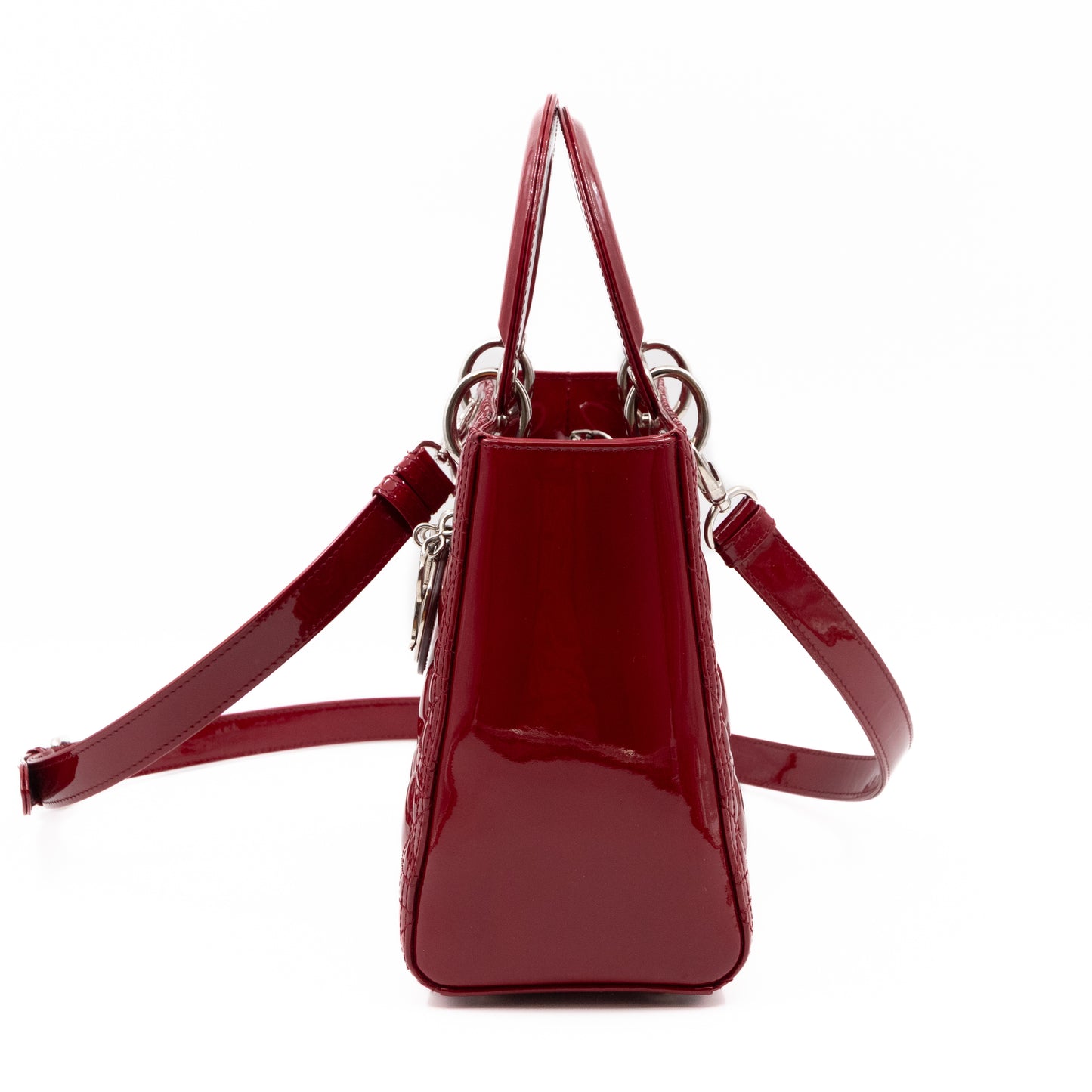 Lady Dior Medium Red Patent Leather