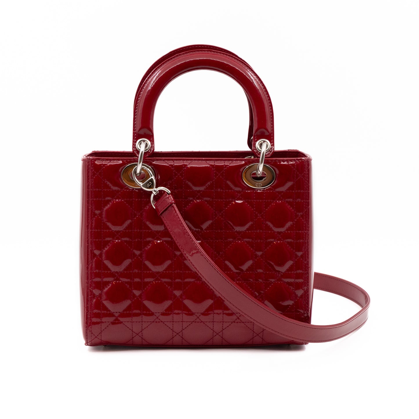 Lady Dior Medium Red Patent Leather
