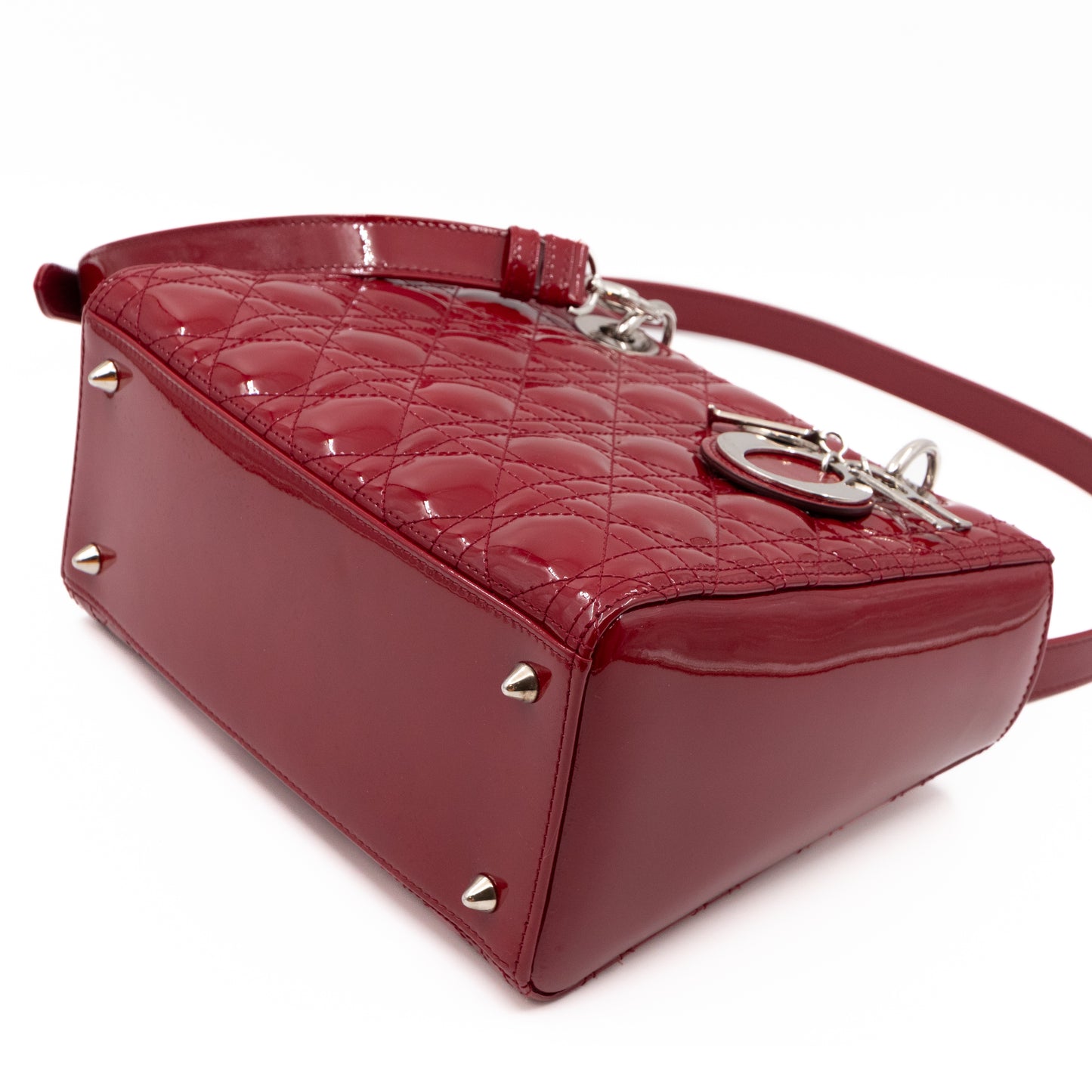 Lady Dior Medium Red Patent Leather