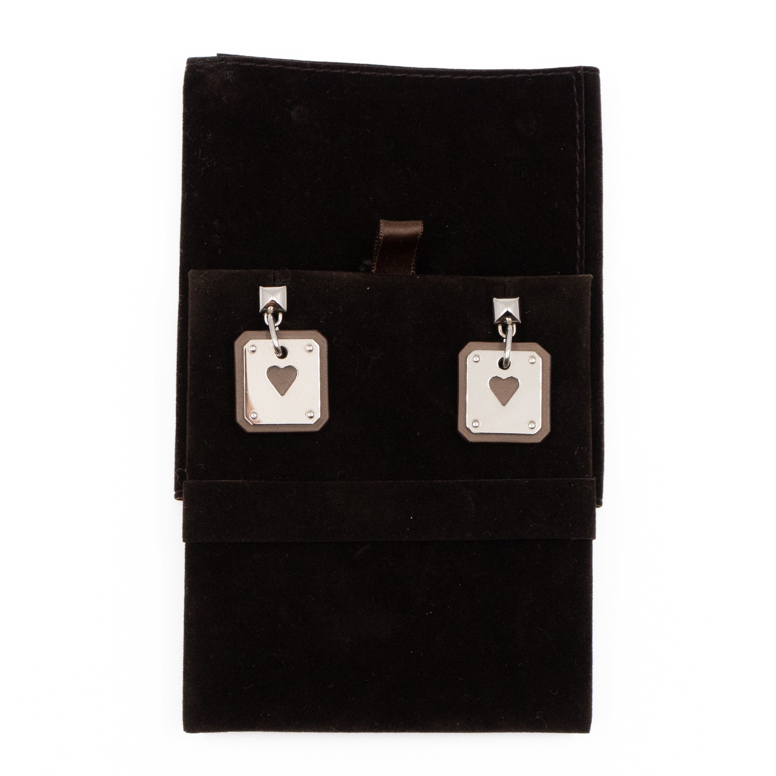 As de Coeur Earrings Etoupe Leather Palladium