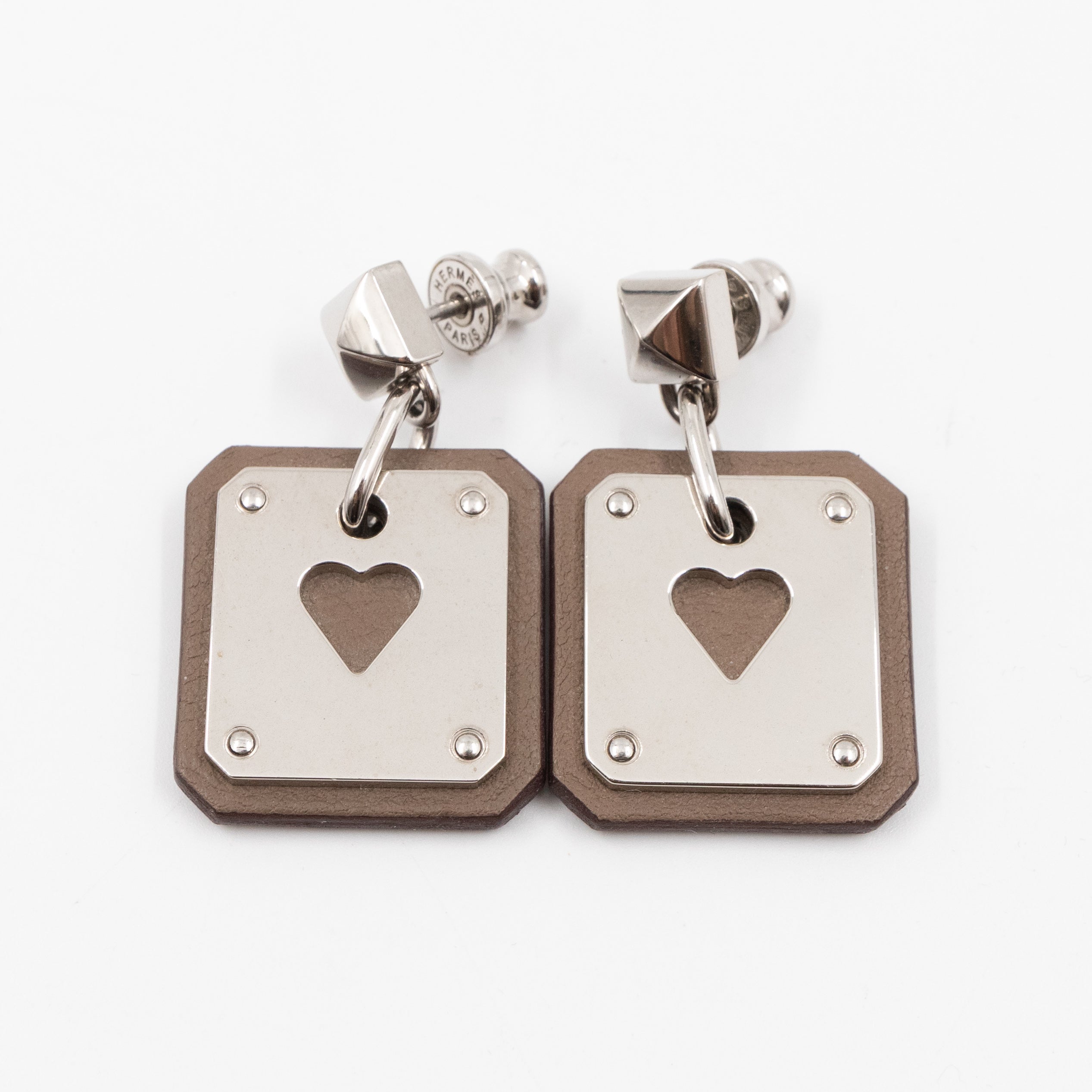As de Coeur Earrings Etoupe Leather Palladium