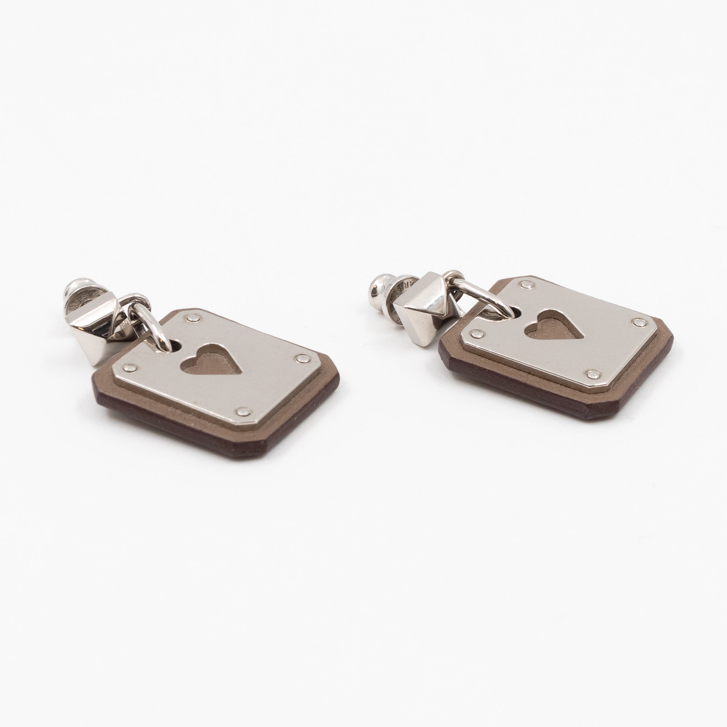 As de Coeur Earrings Etoupe Leather Palladium