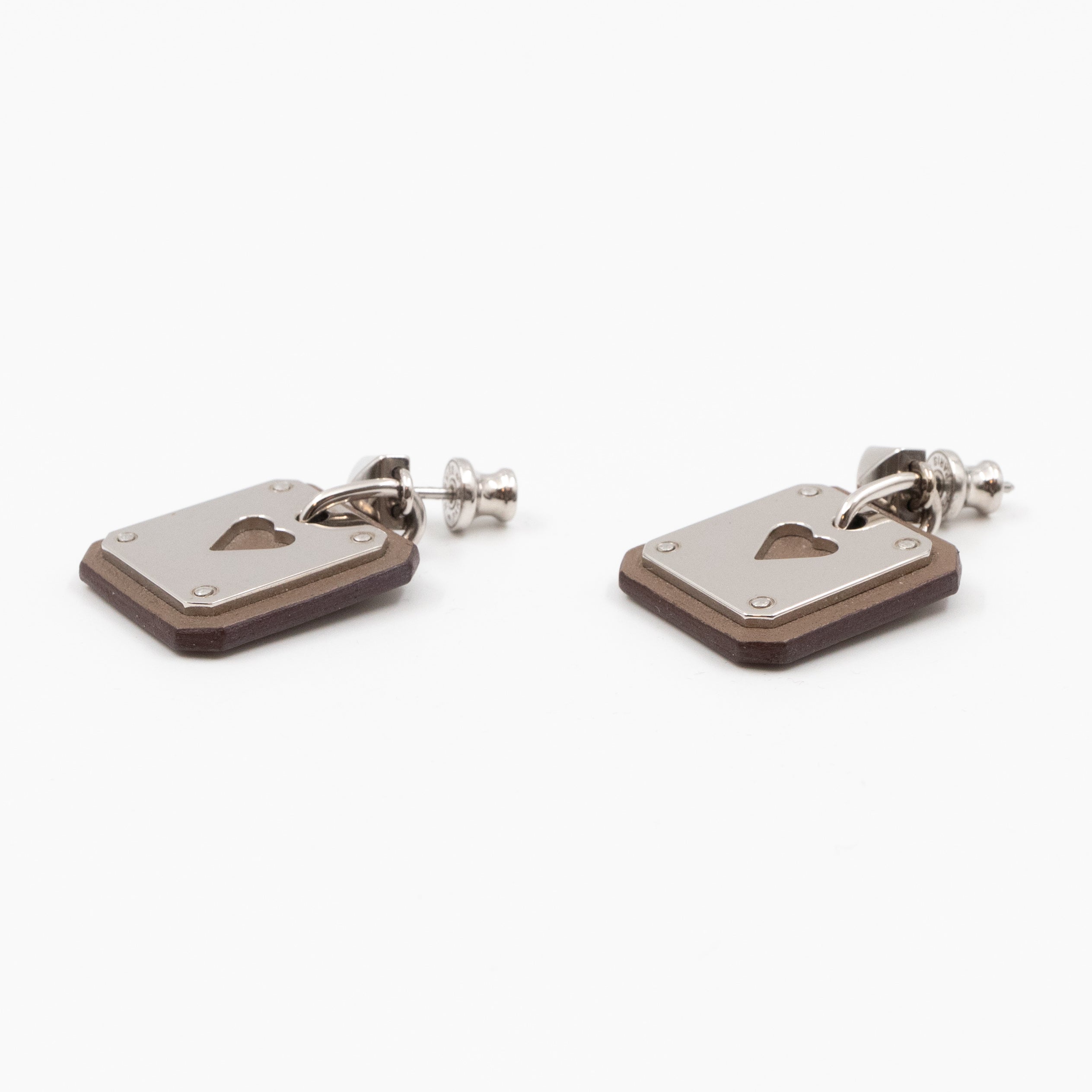 As de Coeur Earrings Etoupe Leather Palladium