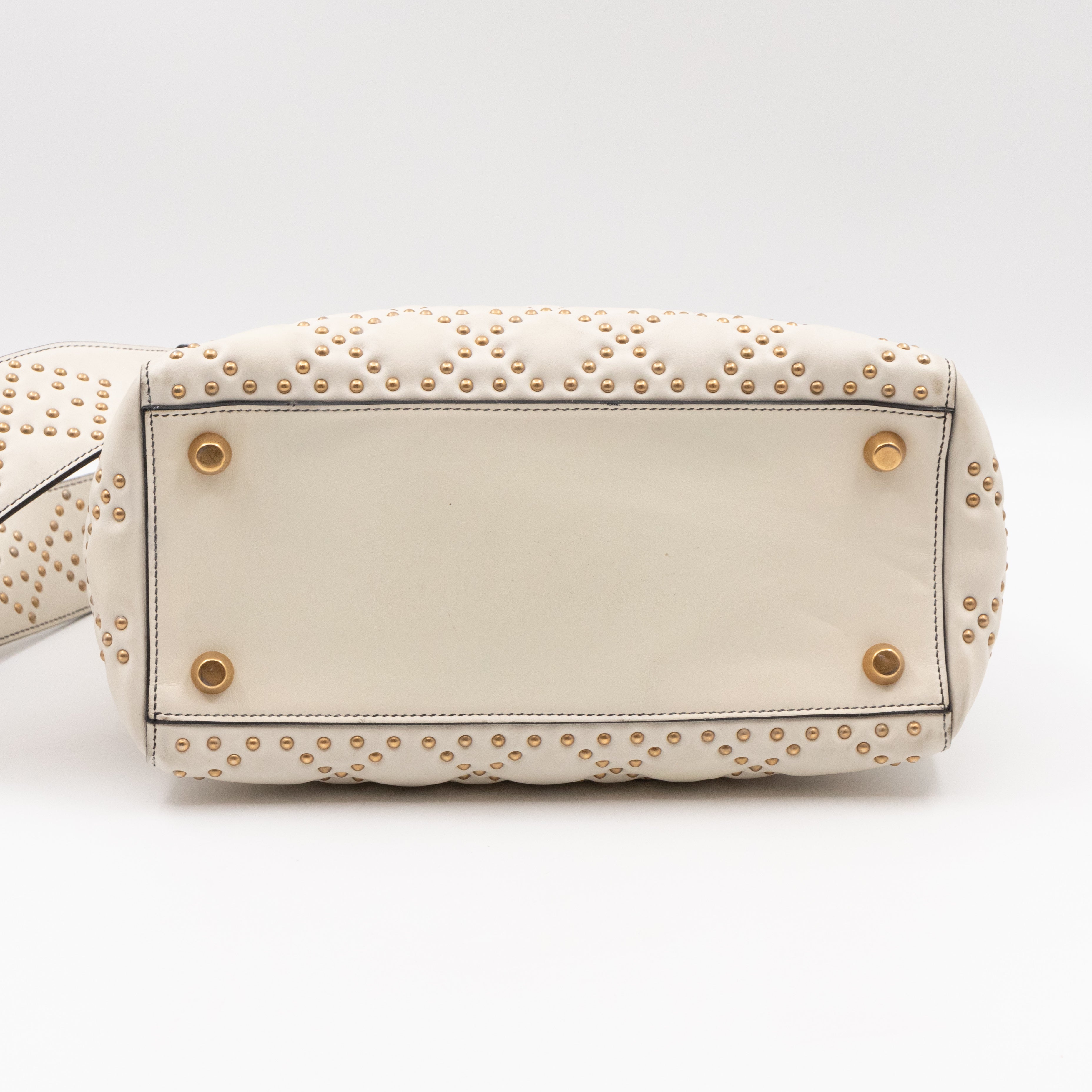 Lady Dior Medium Supple Cannage Studded White Leather