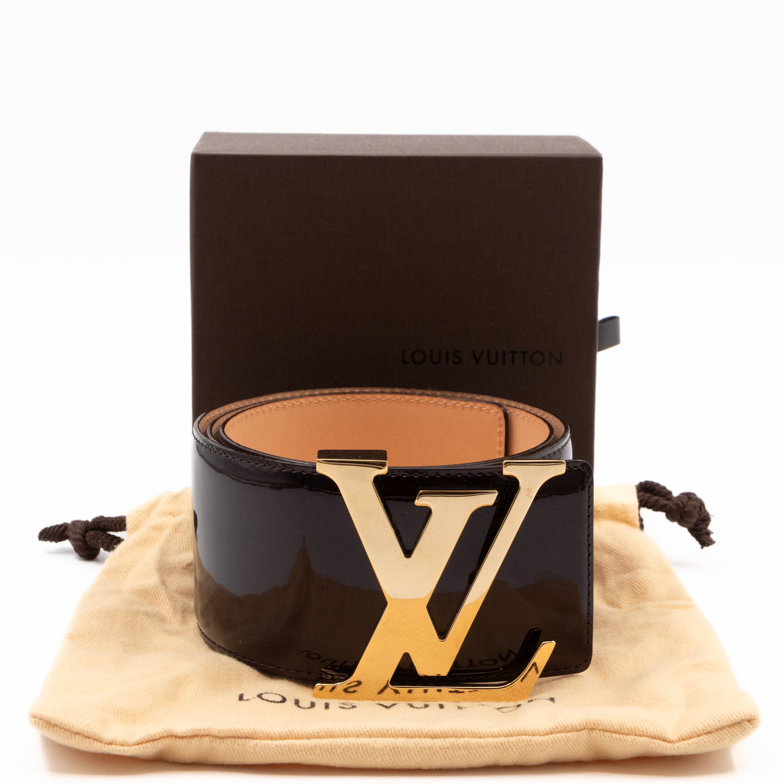 LV Initiales Belt 65 mm 75 cm Vernis Amarante