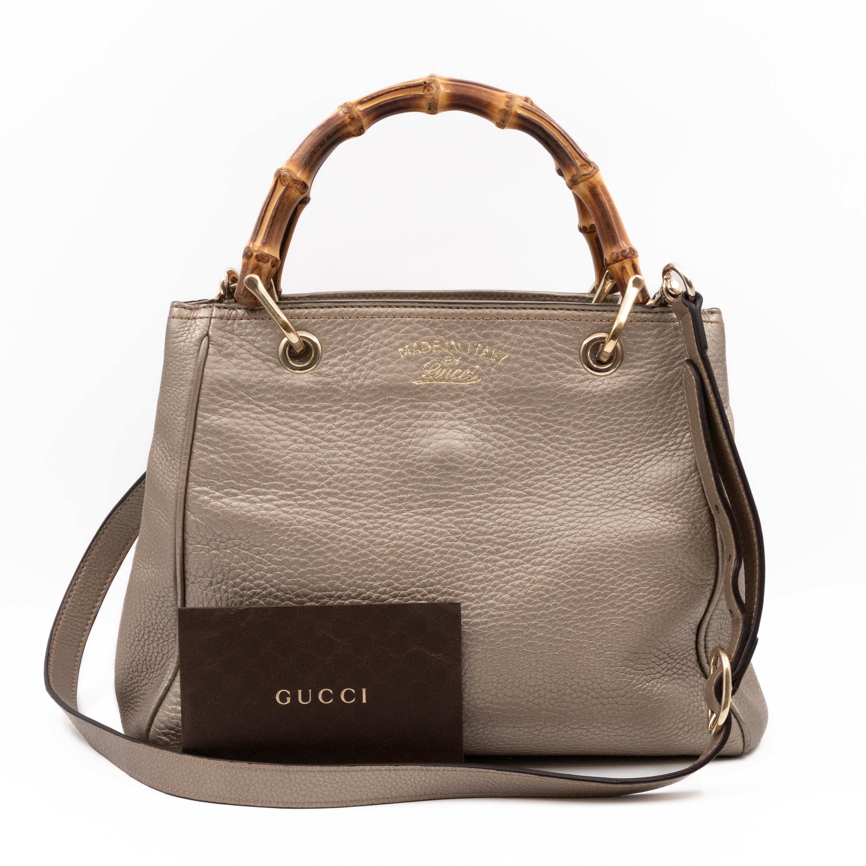 Bamboo Handle Tote Bag Champagne