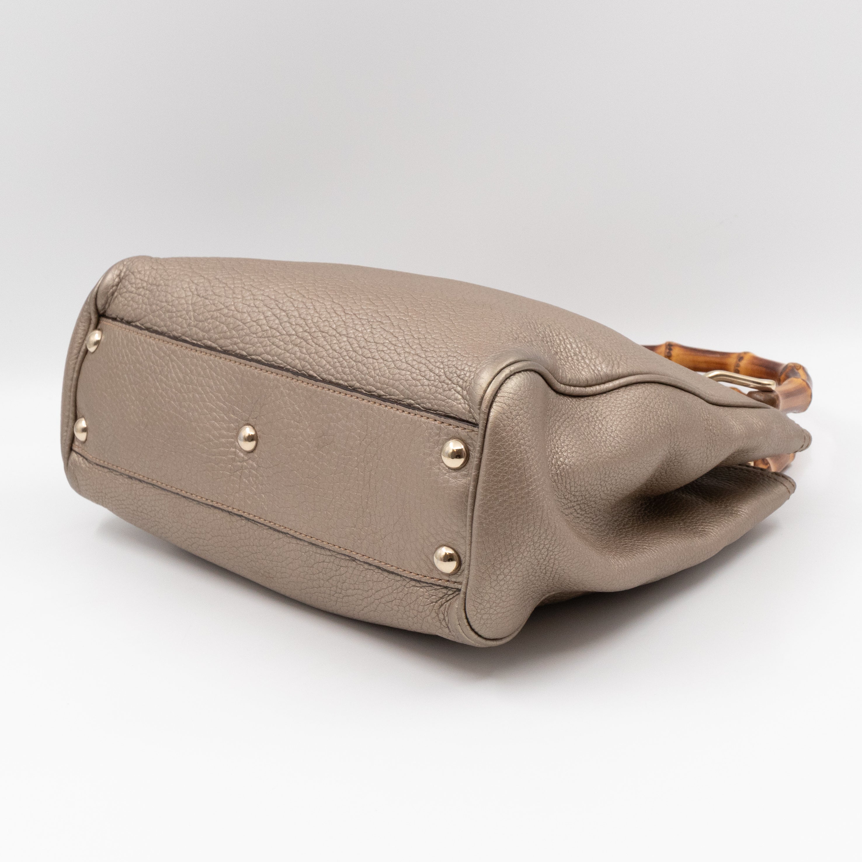 Bamboo Handle Tote Bag Champagne