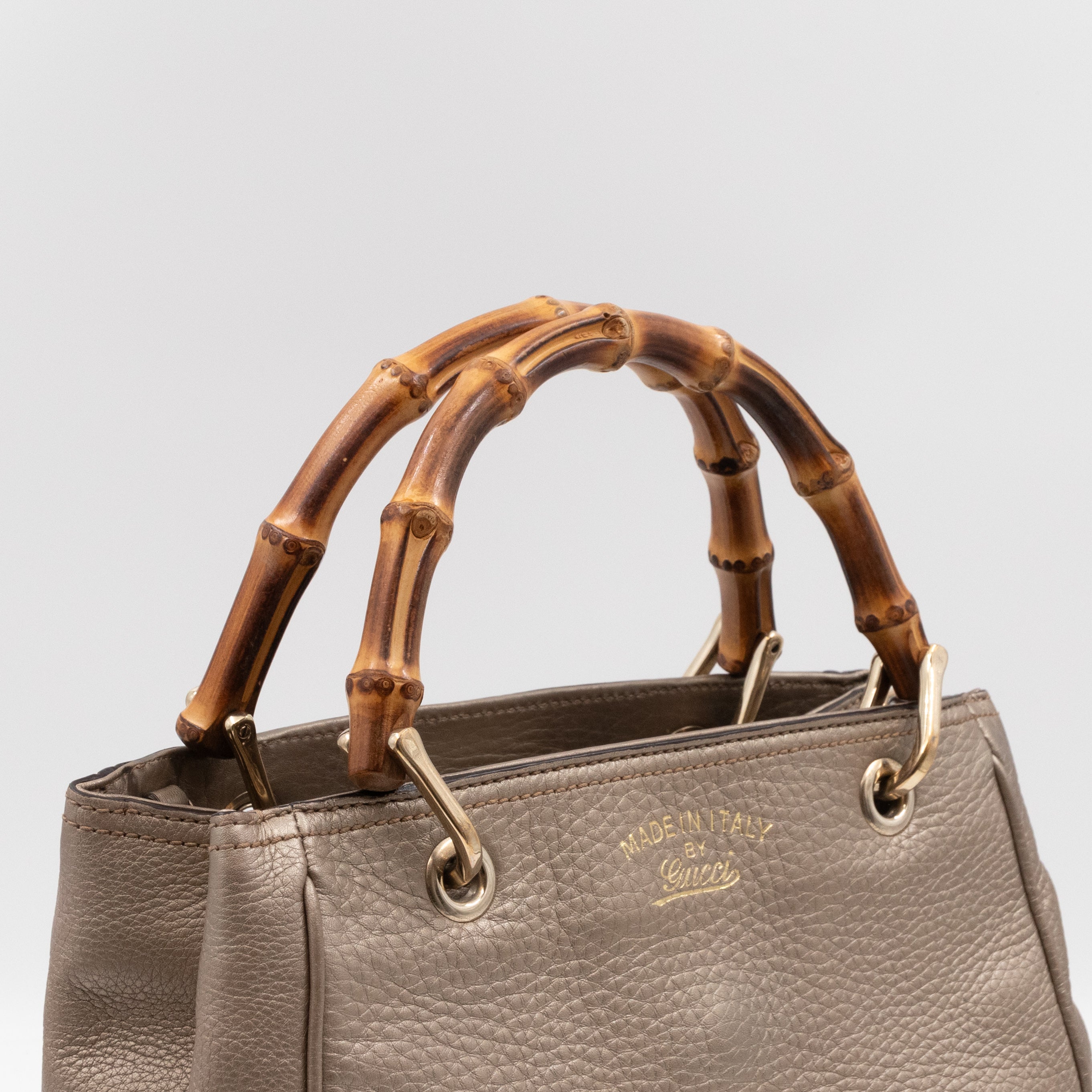 Bamboo Handle Tote Bag Champagne