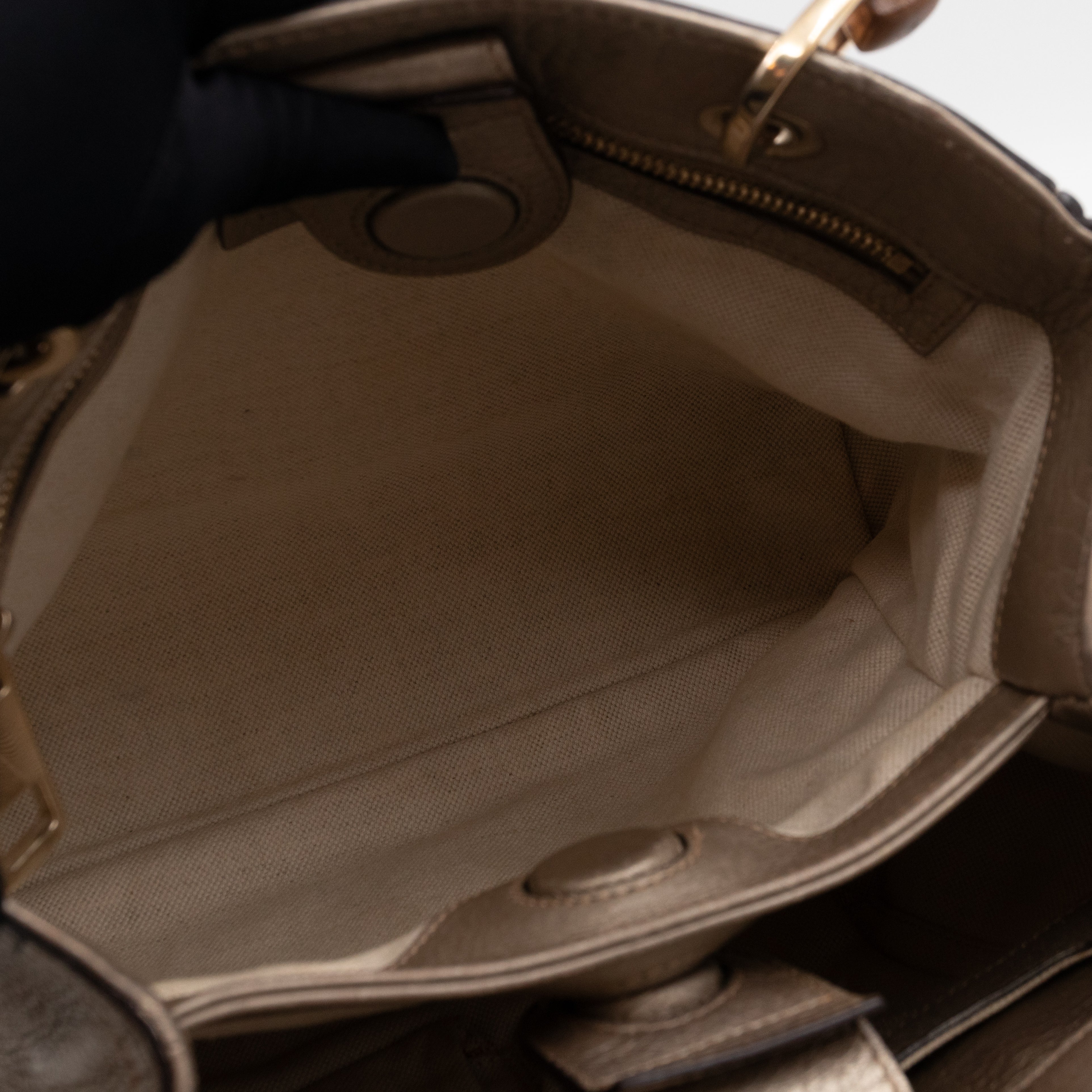 Bamboo Handle Tote Bag Champagne