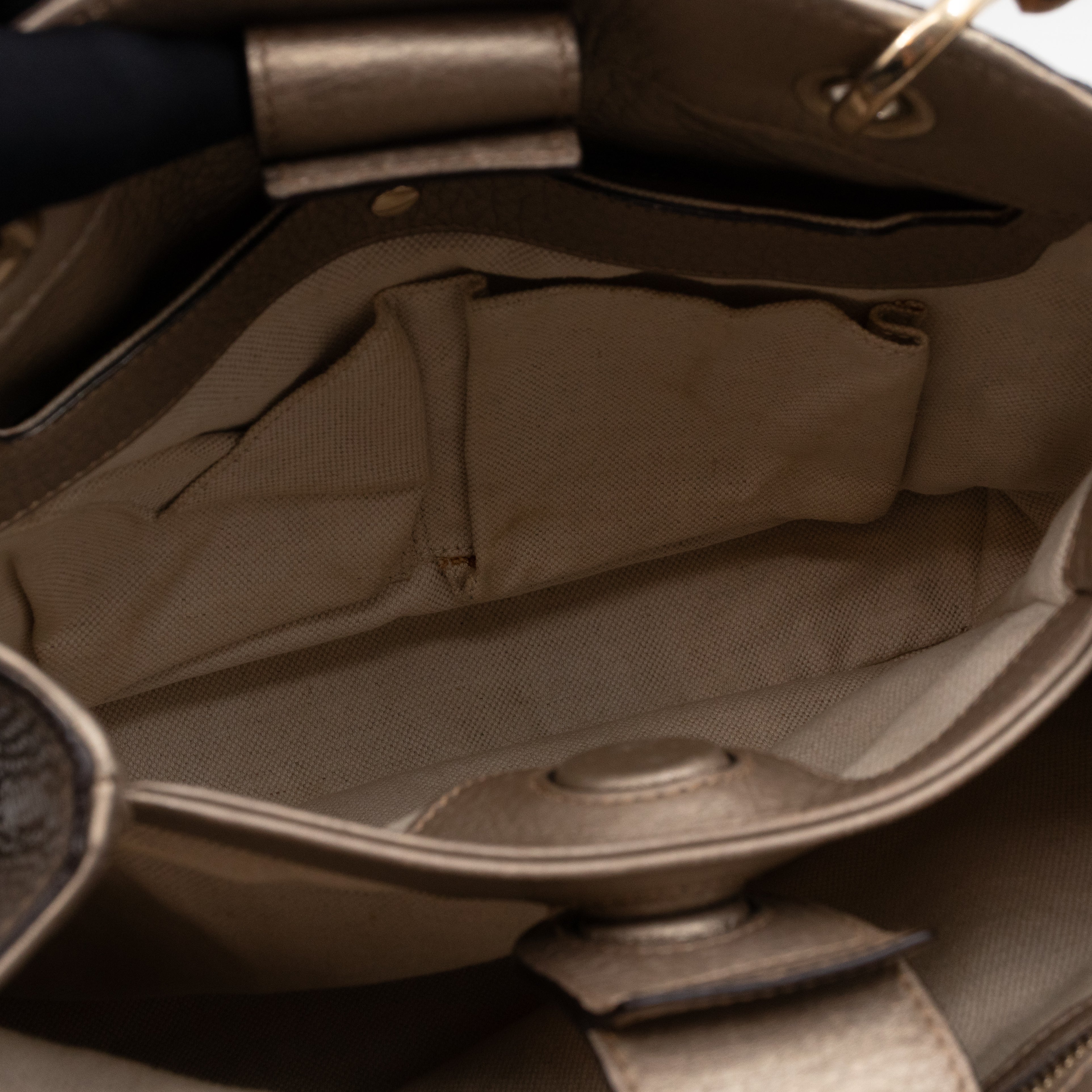 Bamboo Handle Tote Bag Champagne